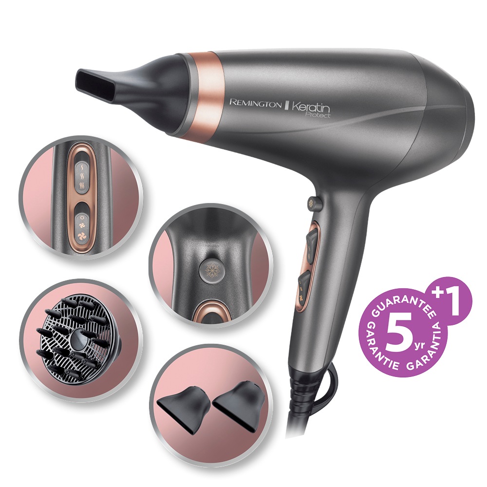 Remington Haartrockner »AC8820 E51 Keratin Protect Dryer«, 2200 W, 3 Aufsätze, Profi, mit Ionenpflege, Keratinbeschichtung, langlebigem AC-Motor