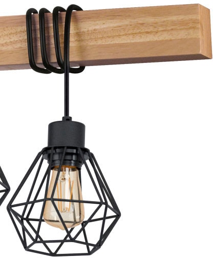 EGLO Pendelleuchte »TOWNSHEND 5«, 9 flammig, Leuchtmittel E27 | ohne Leuchtmittel, schwarz / L150 x H110 x B20 cm / aus Holz und Metall / Retro / Vintage