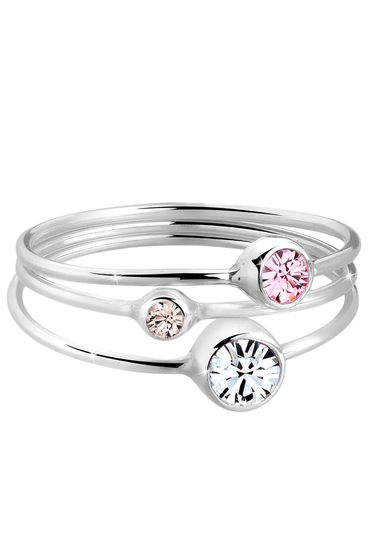 Elli Ring-Set »Ring Stapelring Set Kristalle 925 Silber«