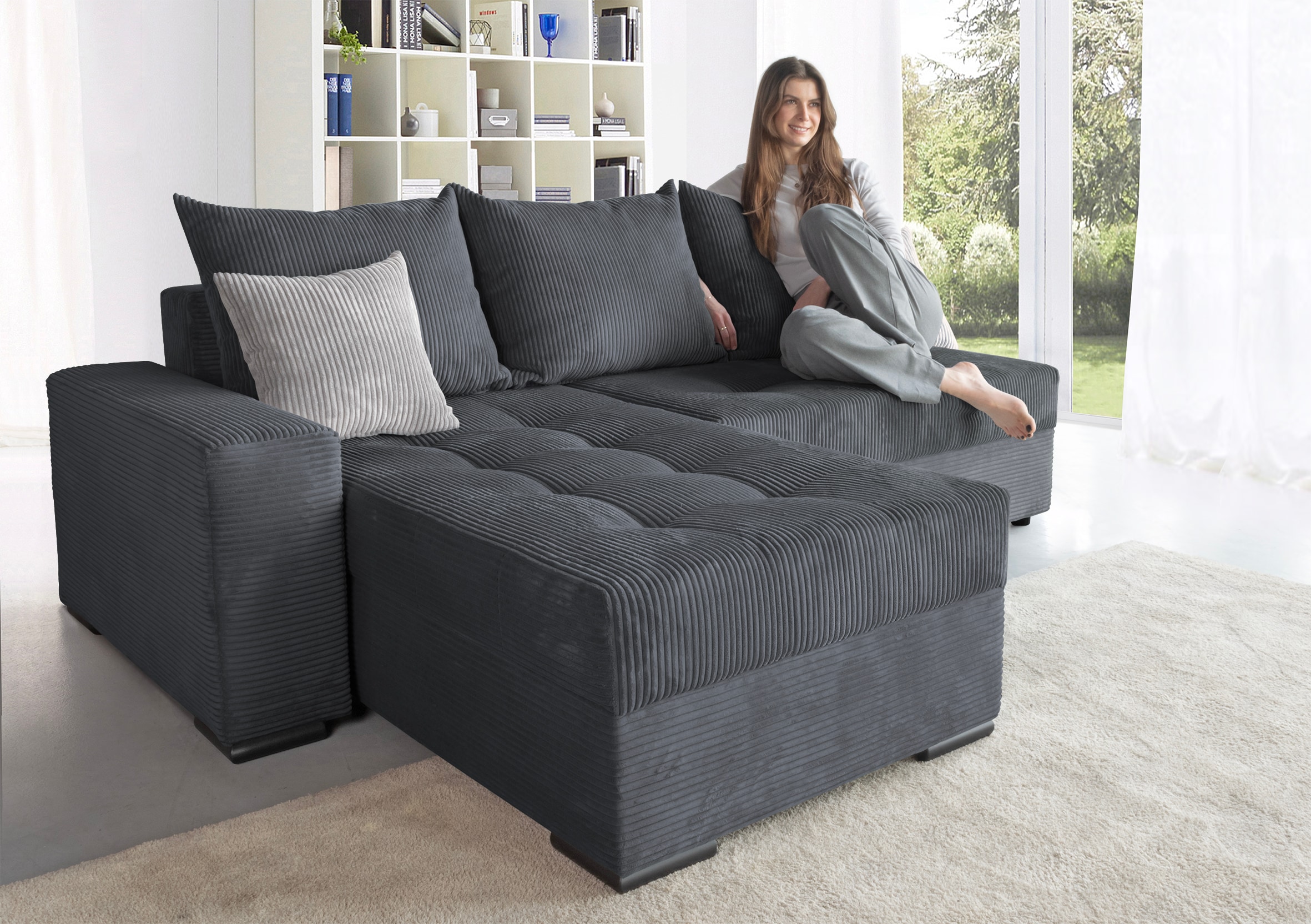 COLLECTION AB Ecksofa »Josy L-Form«, mit Bettfunktion und Bettkasten, Federkern