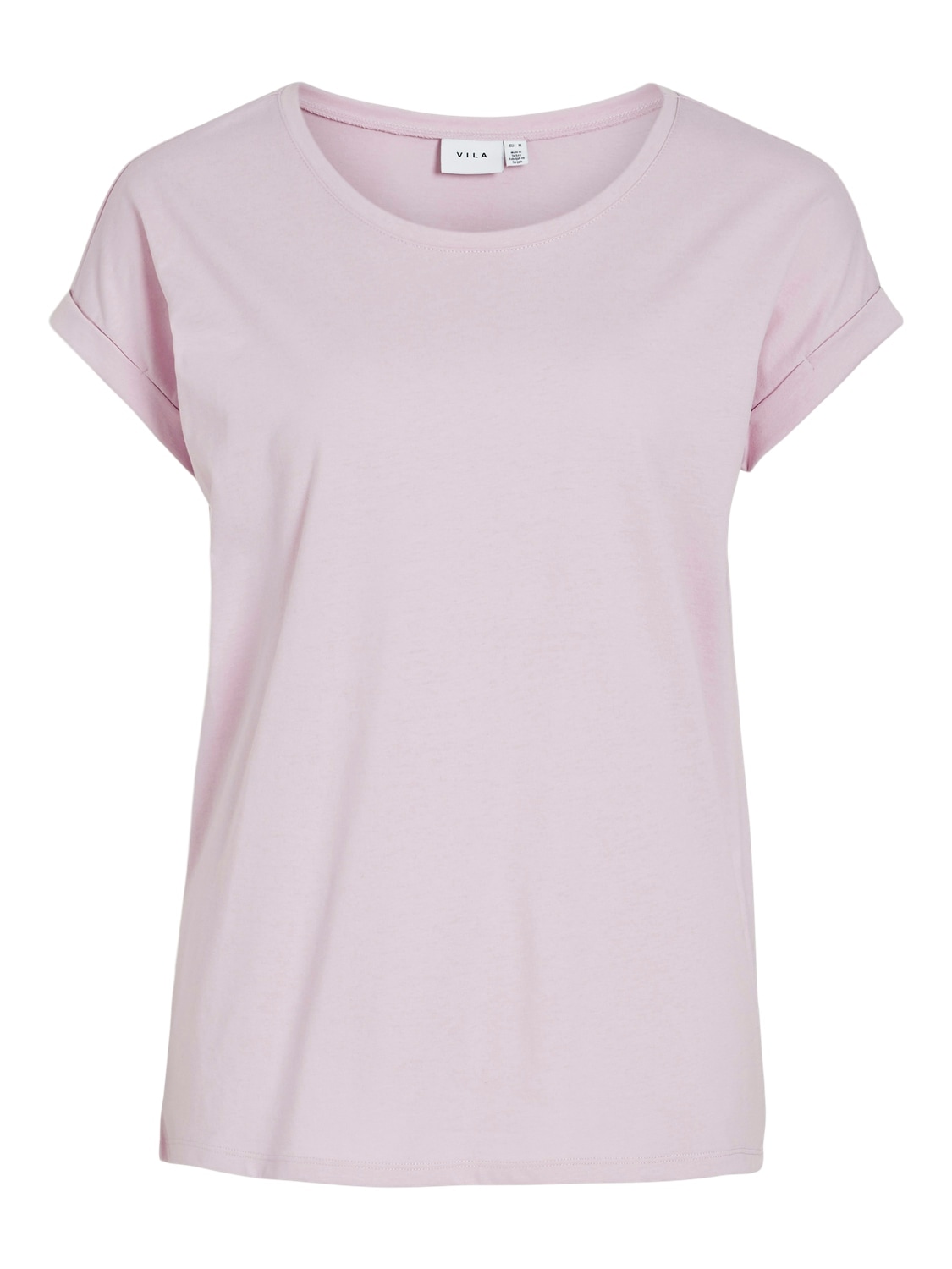 Vila Rundhalsshirt »VIDREAMERS NEW PURE T-SHIRT/SU-NOOS«, Basic Damen-T-Shirt mit Rundhalsausschnitt und umgeschlagenen Ärmeln