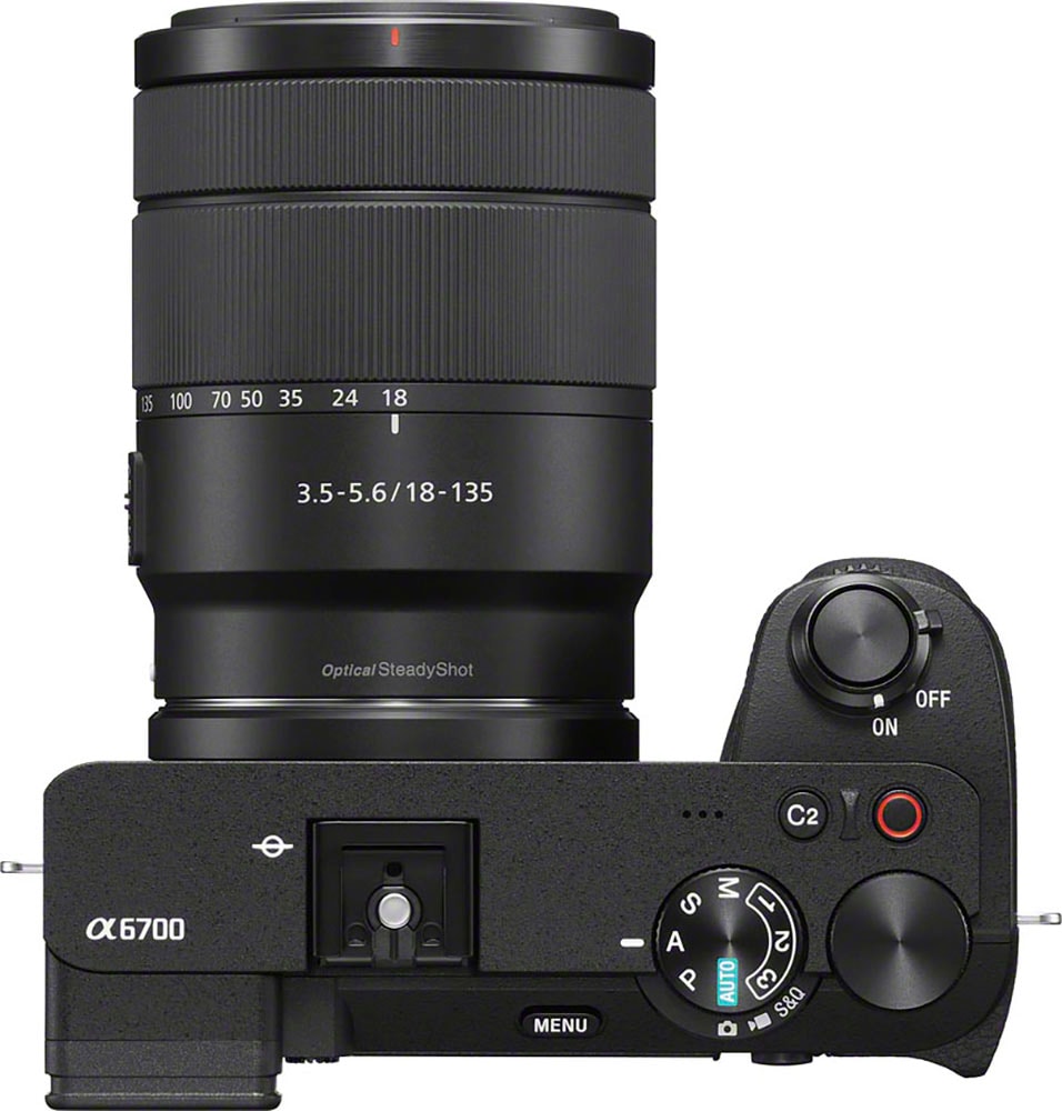 Systemkamera ILCE-6700 MP, SEL- bei 26 Bluetooth-WLAN 18135, »Alpha + Sony 18–135-mm 18–135-mm-Objektiv«,