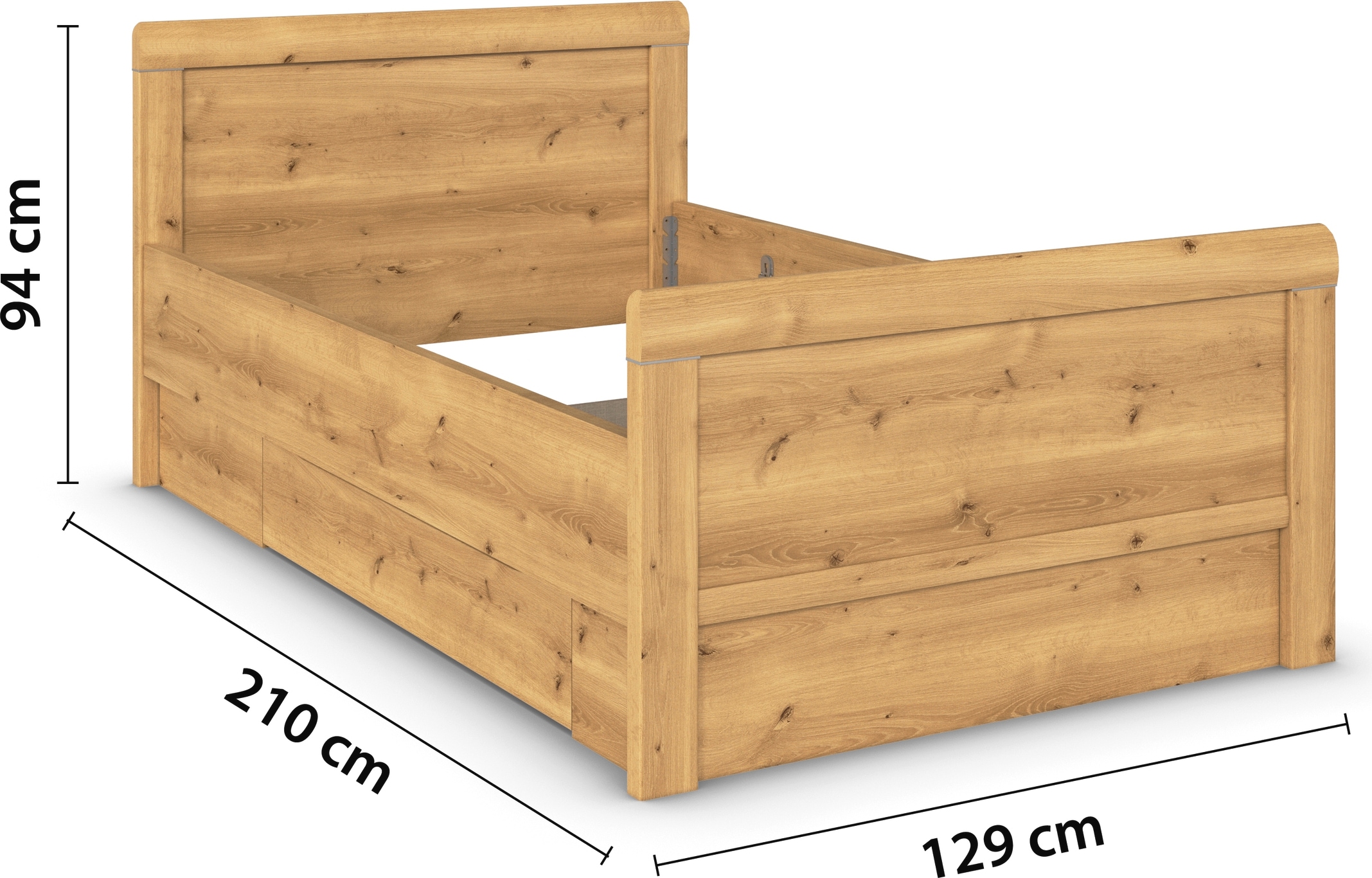 rauch Stauraumbett »Bett Einzelbett Stollenbett Bettkästen EVELYN«, in Komforthöhe mit Holzkopfteil sowie Schubladen MADE IN GERMANY
