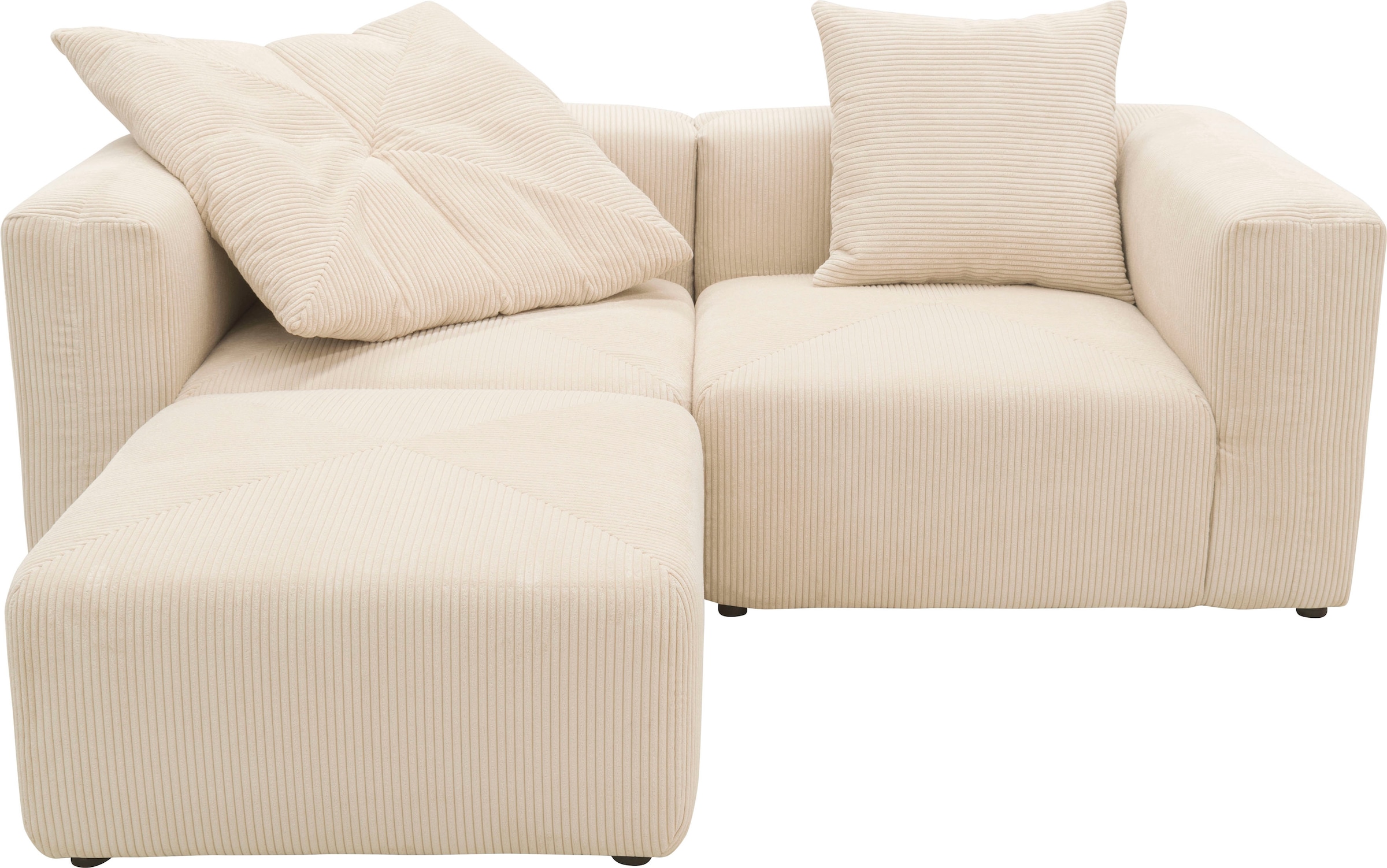 RAUM.ID Ecksofa »Gerrid L-Form«, Cord, Modulsofa, bestehend aus 2 Eckelementen + 1 Hocker