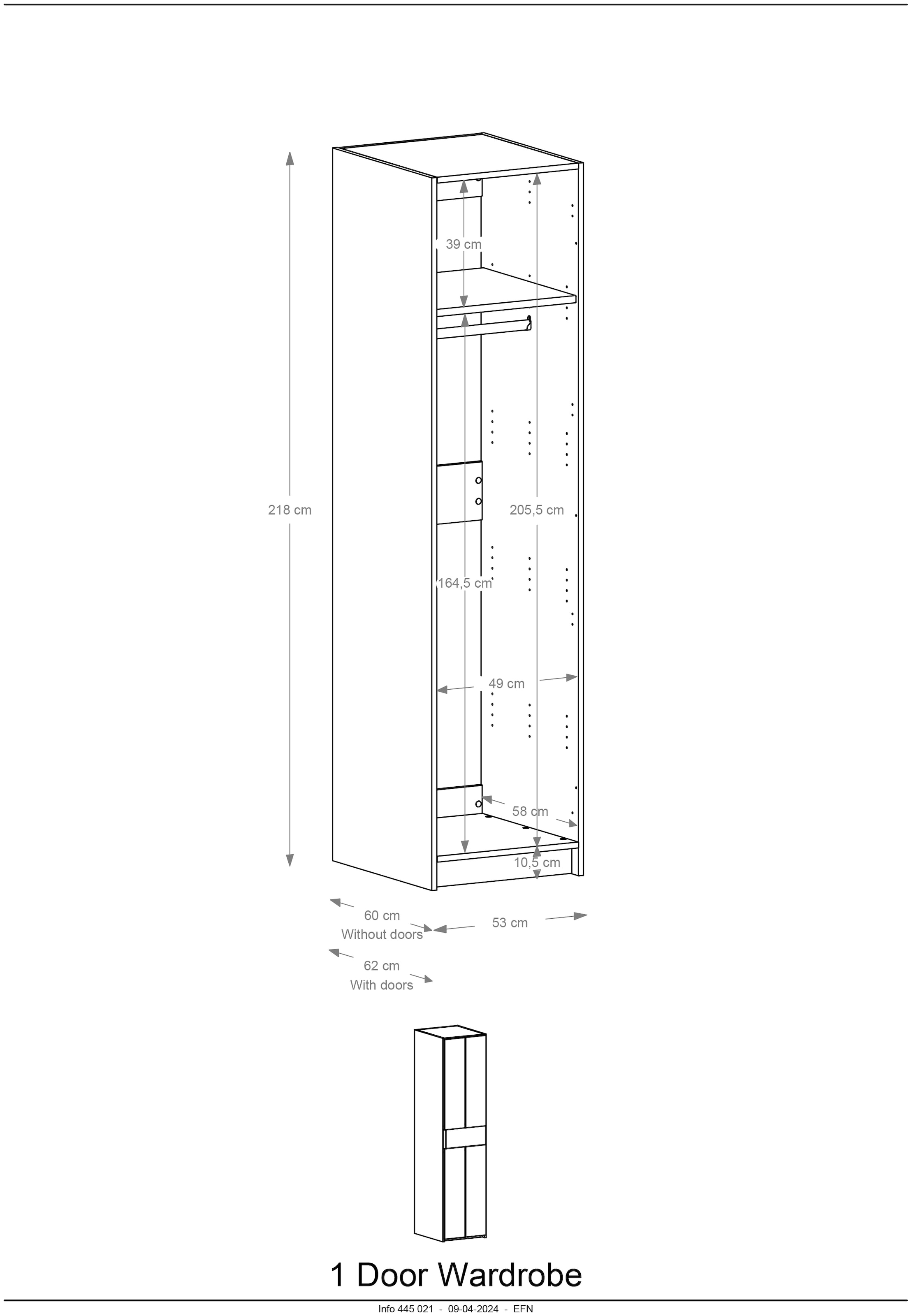 Home affaire Drehtürenschrank »Huven, Kleiderschrank mit viel Stauraum, aus Massivem Eichenholz« Scandi, 218cm Hoch, 1 Kleiderstange & 1 Fach, Bügelgriff & Soft-Close