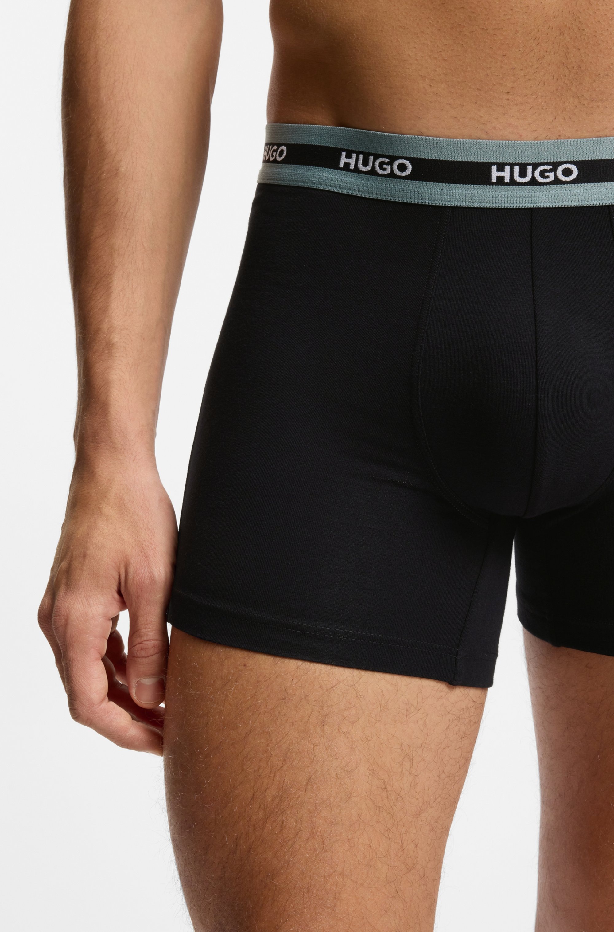 HUGO Underwear Trunk »BOXERBR TRIPL PLANET« kontrastfarbener Bund mit Logo