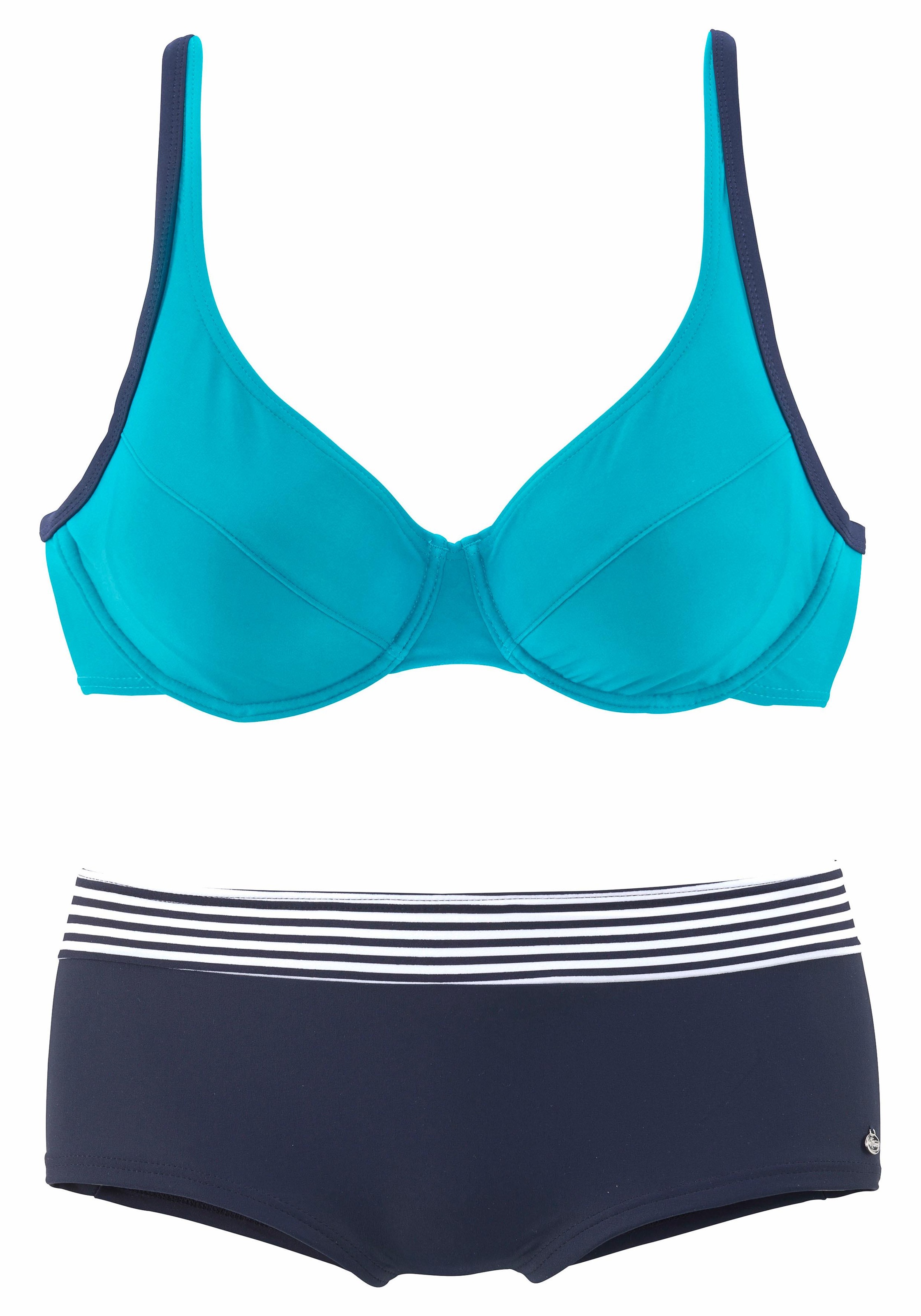 s.Oliver, Damen, Bügel-Bikini im Farbmix, marine-türkis, Cup C, 40 - Cup C, marine-türkis, In angesagter Optik