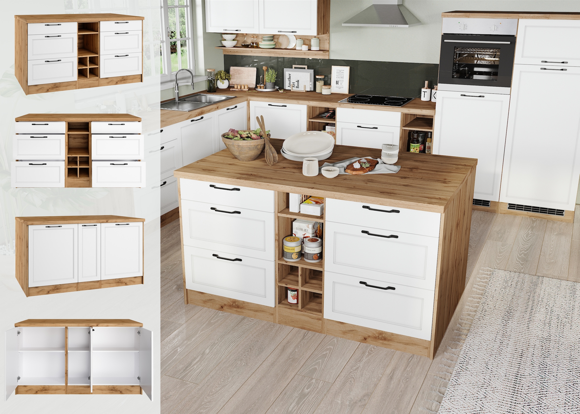 KOCHSTATION Kücheninsel »KS-Lana, Breite 153 cm« MDF-Fronten, Arbeitsplatte 38mm stark