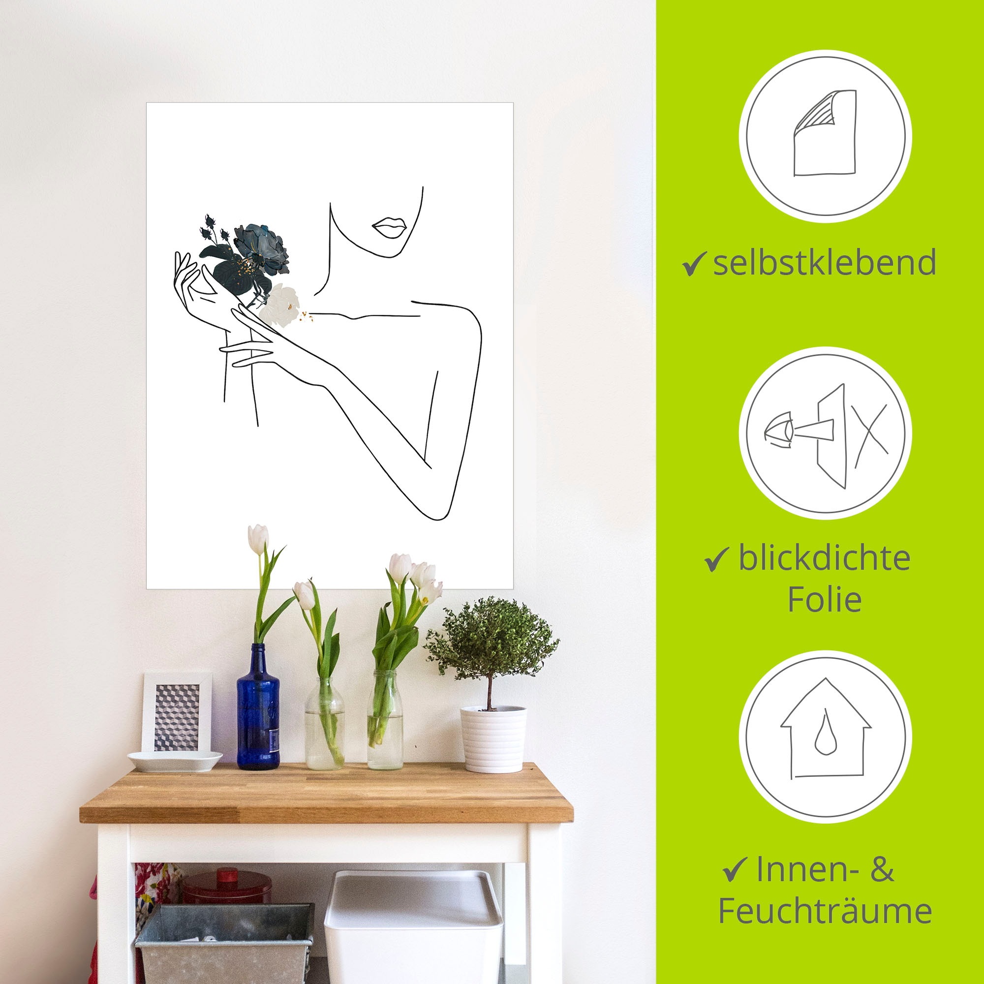 Artland Wandbild »Moderne LineArt Mädchen II«, Modebilder, (1 St.), als Alubild, Outdoorbild, Leinwandbild, Poster, Wandaufkleber