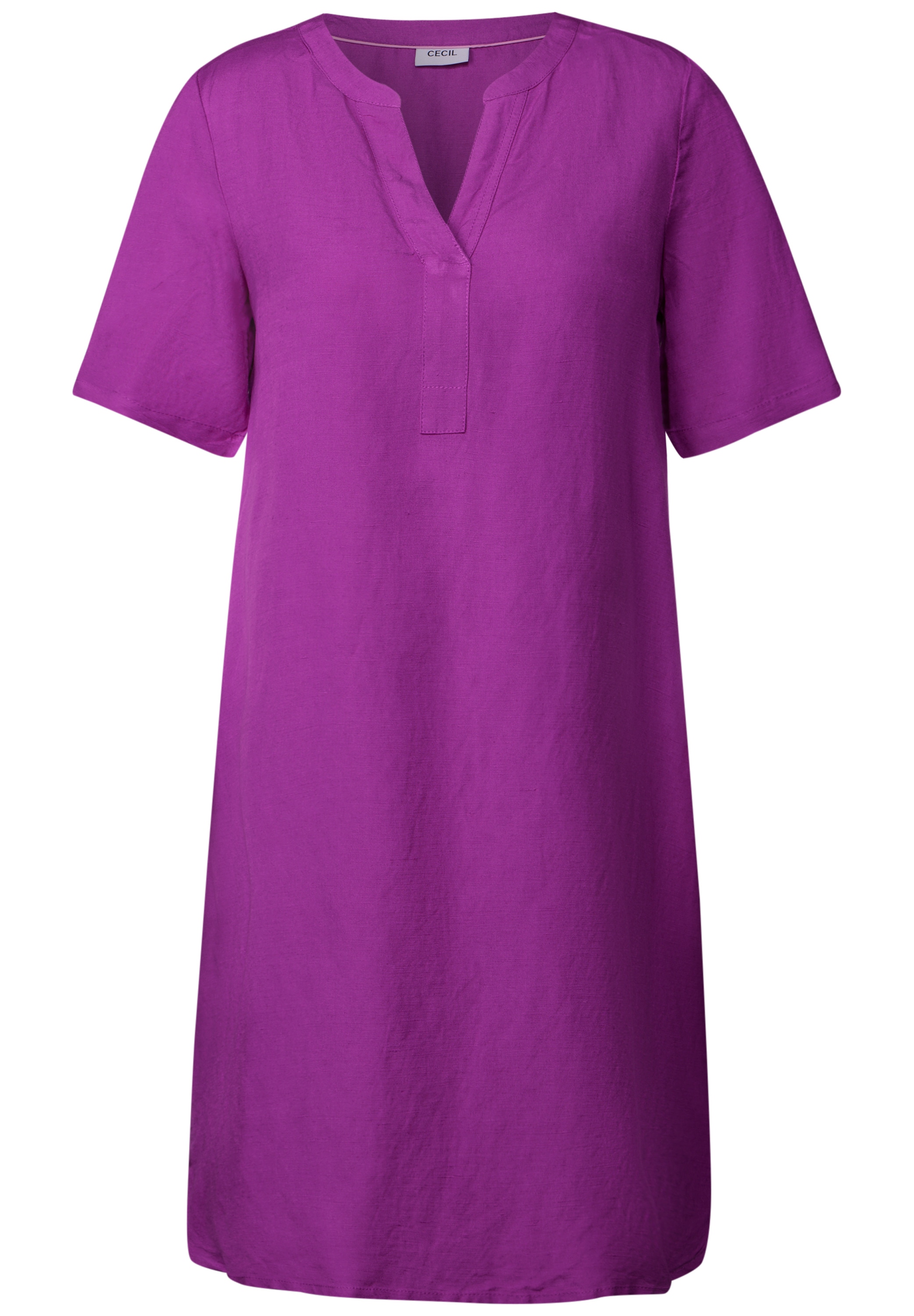 Cecil Sommerkleid, Splitneck, mit Leinen