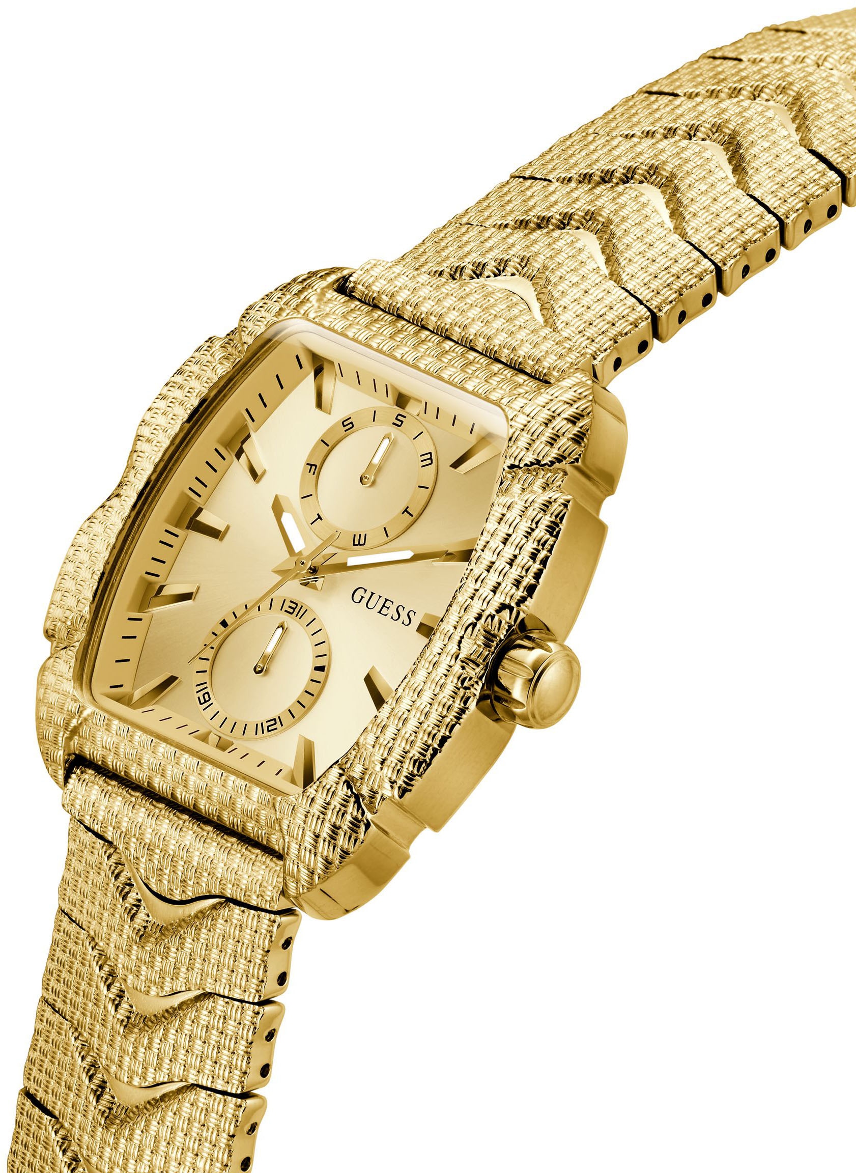 Guess Multifunktionsuhr »NILE« Quarzuhr, Armbanduhr, Herrenuhr, Datum, Wochentag, Edelstahlarmband