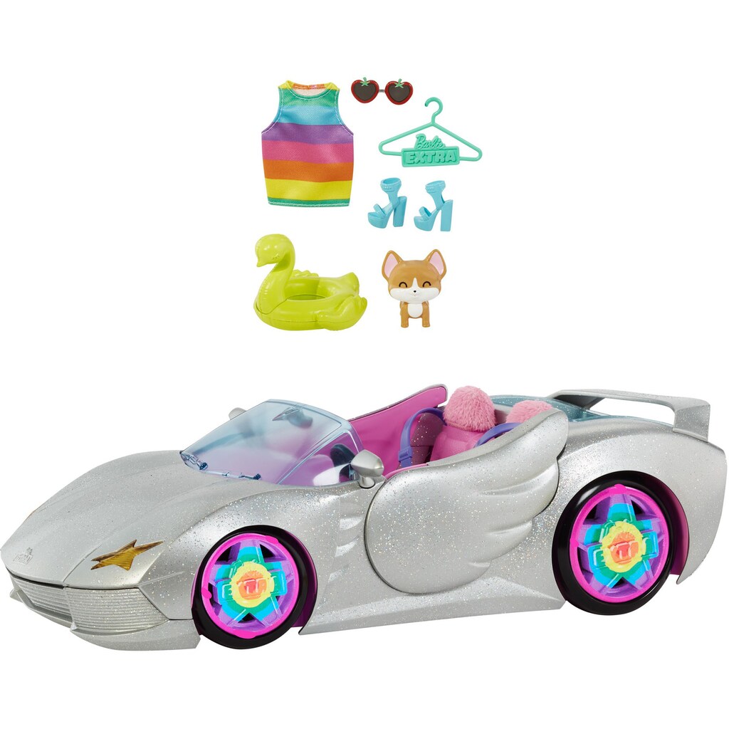 Barbie Puppen Fahrzeug »Extra, Cabrio, glitzert, mit Regenbogen Reifen und Zubehör«