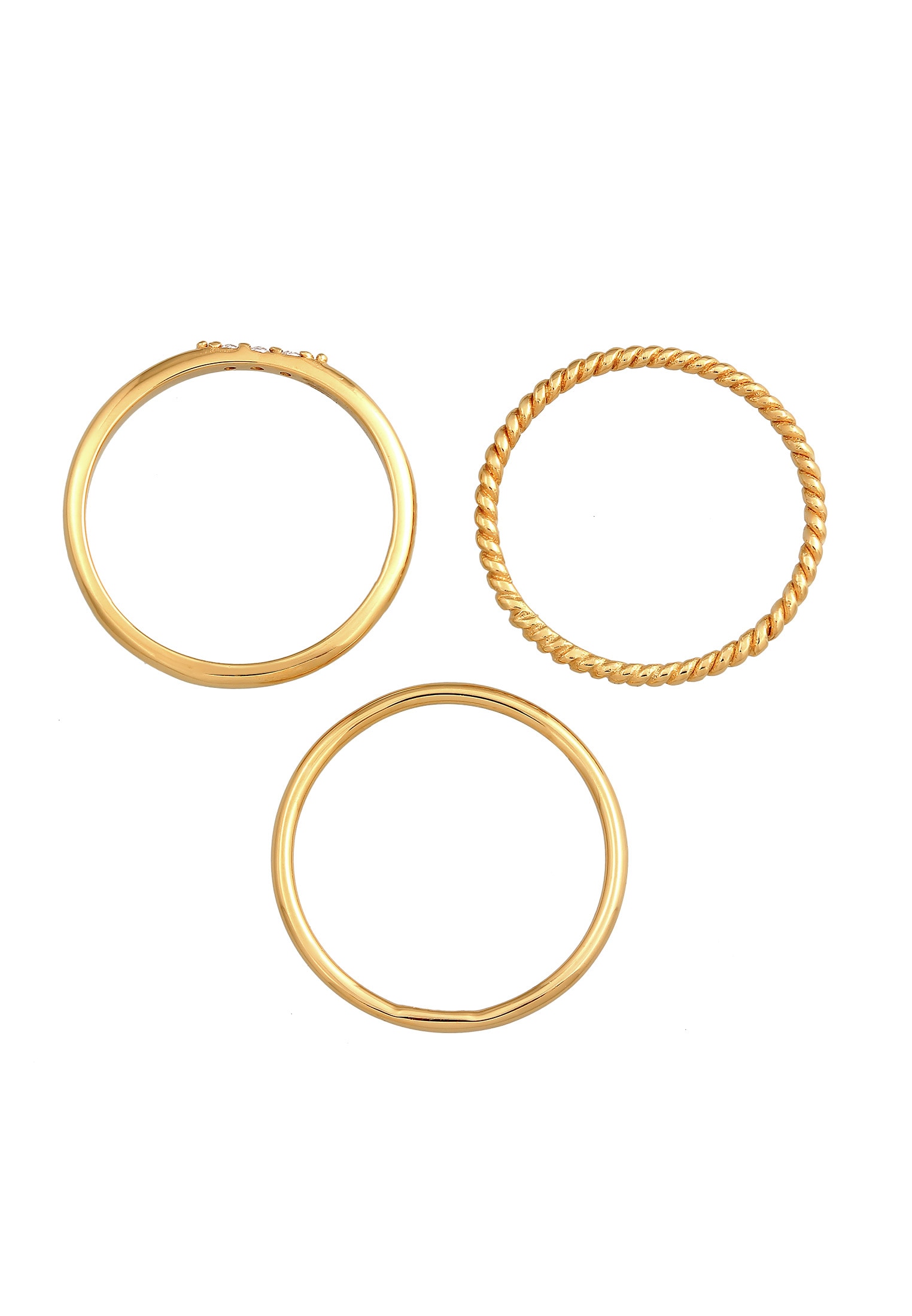 Elli Ring-Set »Ring Zirkonia Kordel Basic Stapel (3 tlg.) 925 Silber«