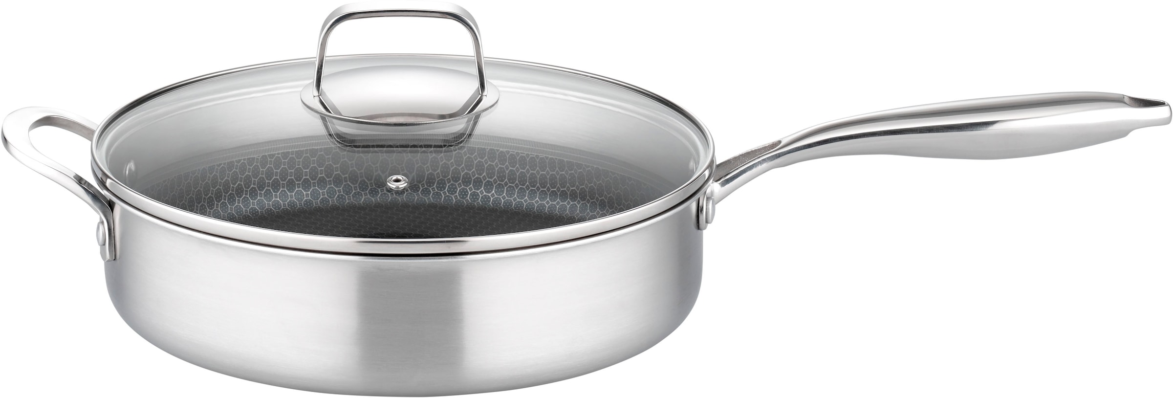 GSW Schmorpfanne "Inoxxa Black Ø 28 cm" Edelstahl Dreischicht-Material, Antihaft-Versiegelung, Wabenstruktur, Induktion