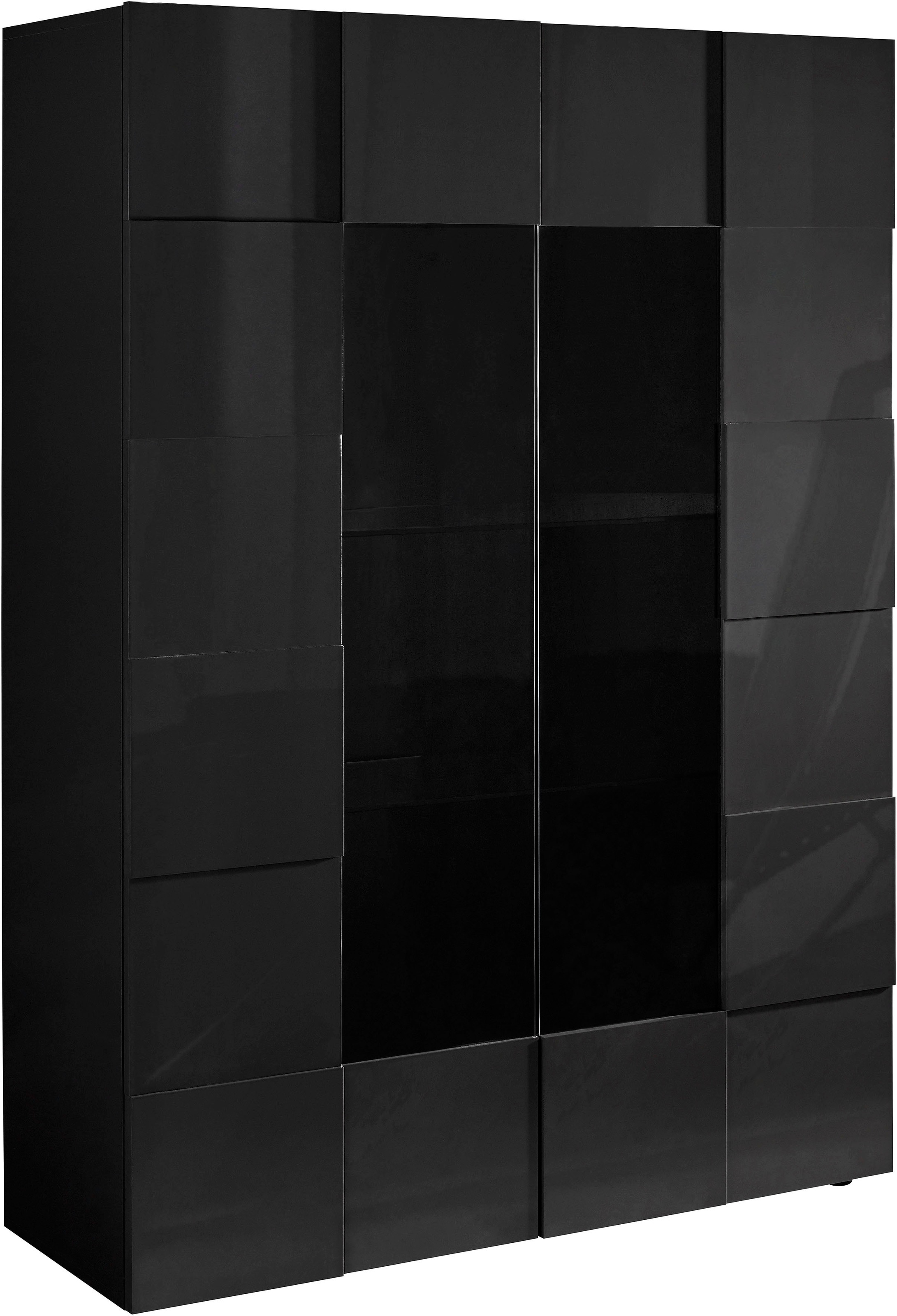 INOSIGN Vitrine »Dama Höhe 166 cm, Breite 121 cm, Stauraumvitrine mit 2 Türen,«, Standvitrine - Front in 3D-Optik, viel Stauraum, verschiedene Farben
