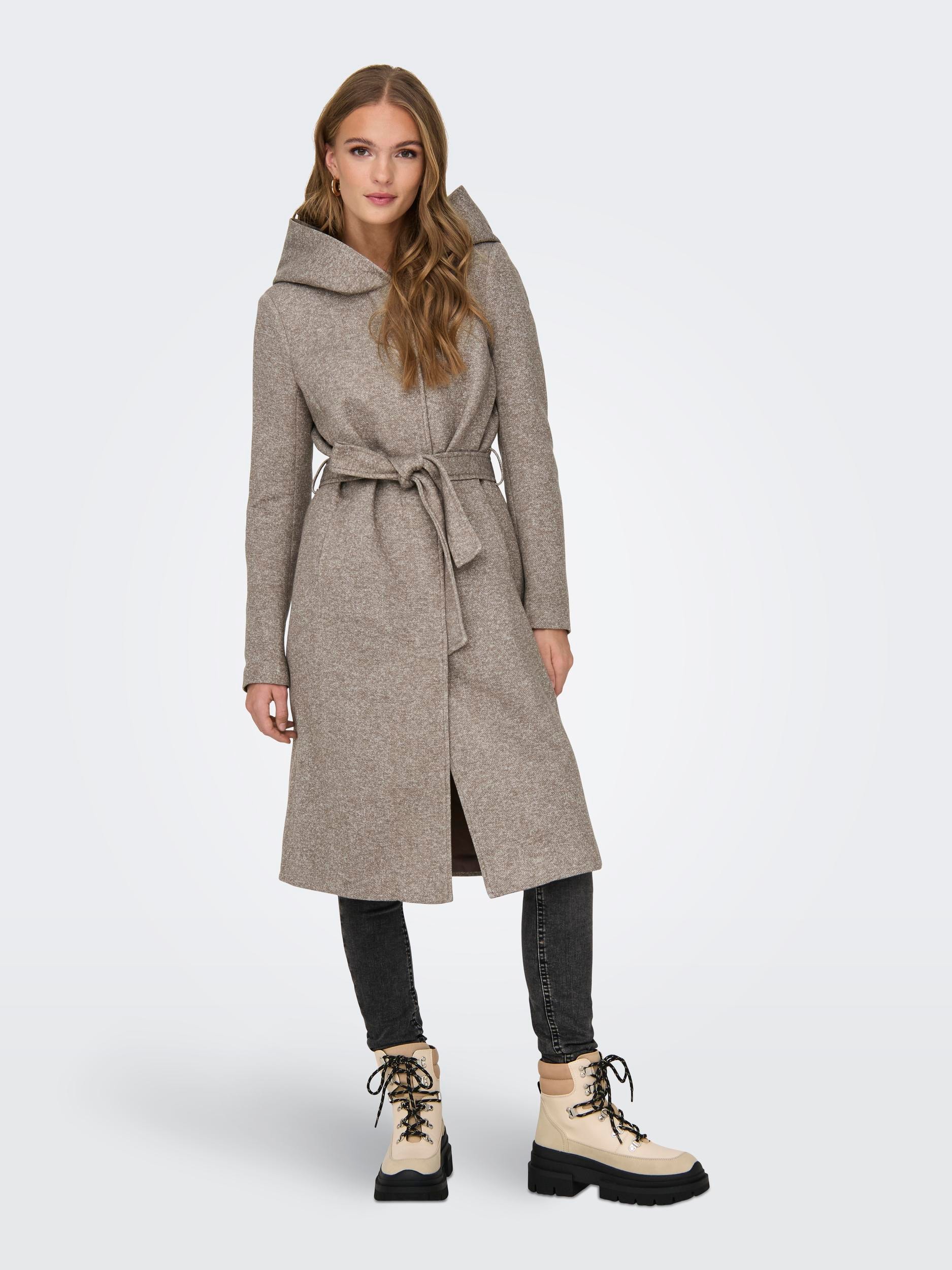 ONLY Langmantel »ONLSEDONA LIGHT LONG BELT COAT OTW«, mit großer Kapuze