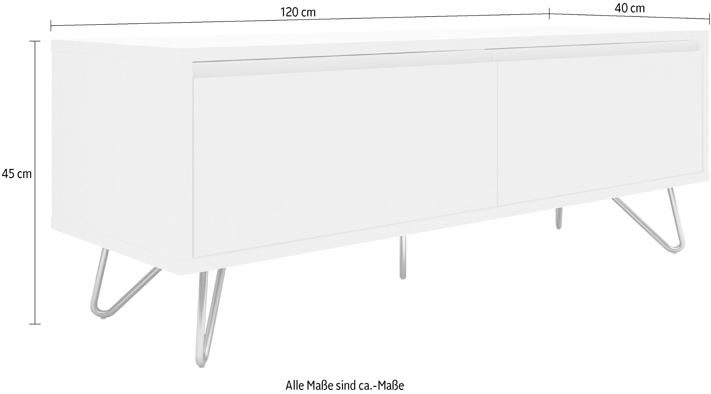 SalesFever Lowboard »Bolton - Lowboard in schlichter Eleganz«, Kommode mit Klappendämpfe, Hairpin Beinen