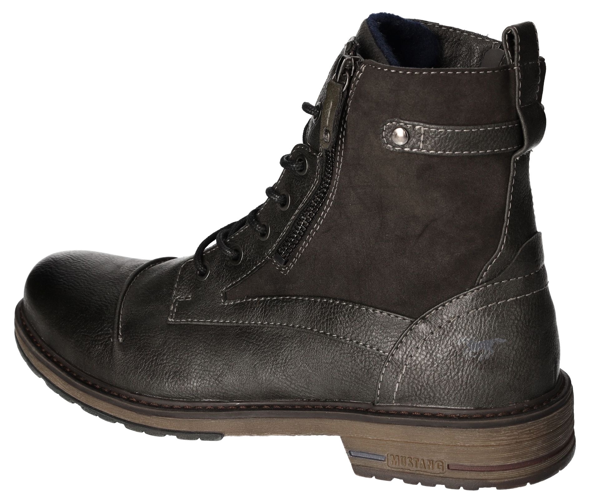 Mustang Shoes Schnürboots, Herbstschuh, Schnürstiefel mit praktischer Anziehlasche