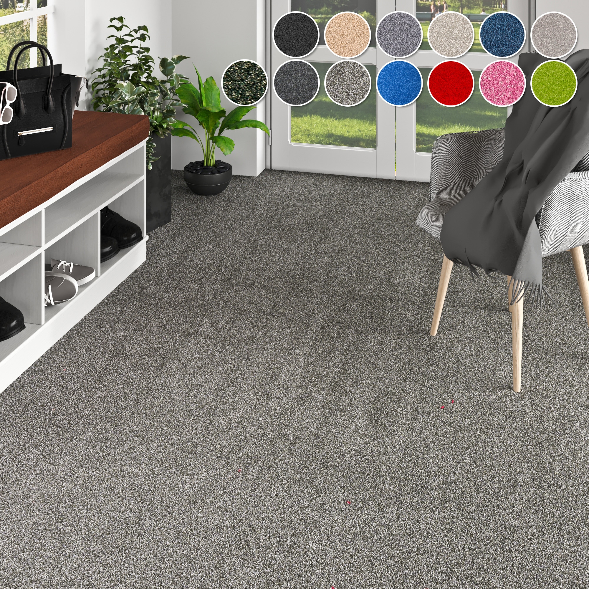 OTTO home Teppichboden "Zephyra, Schlinge, Gesamthöhe 8 mm, Made in Netherlands" rechteckig Uni Farben, Breite 400 cm, strapazierfähig, Wohnzimmer, Schlafzimmer