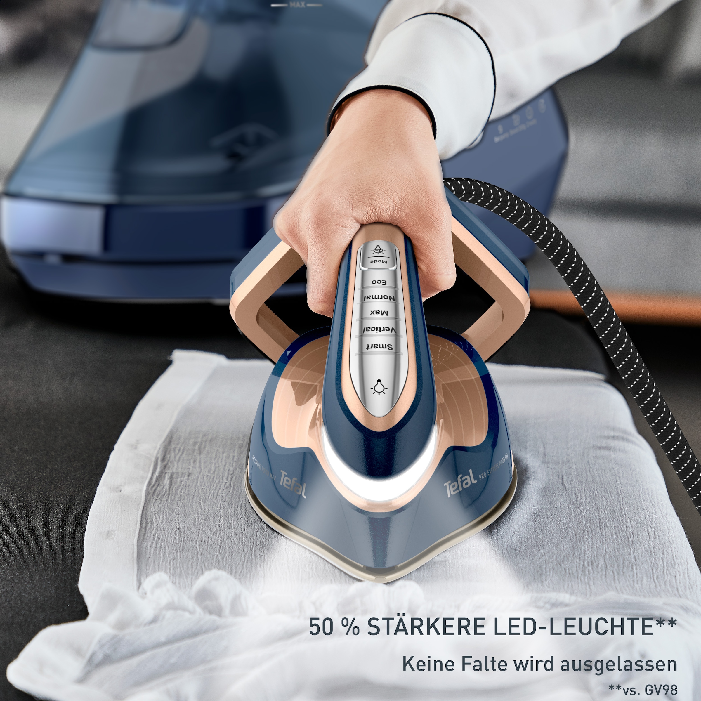 Tefal Dampfbügelstation »Pro Express Vision Max« 1.200 ml Wassertank LED-Leuchte, 5 Einstellungen, Kalk-Kollektor, 1,2 Liter Wassertank