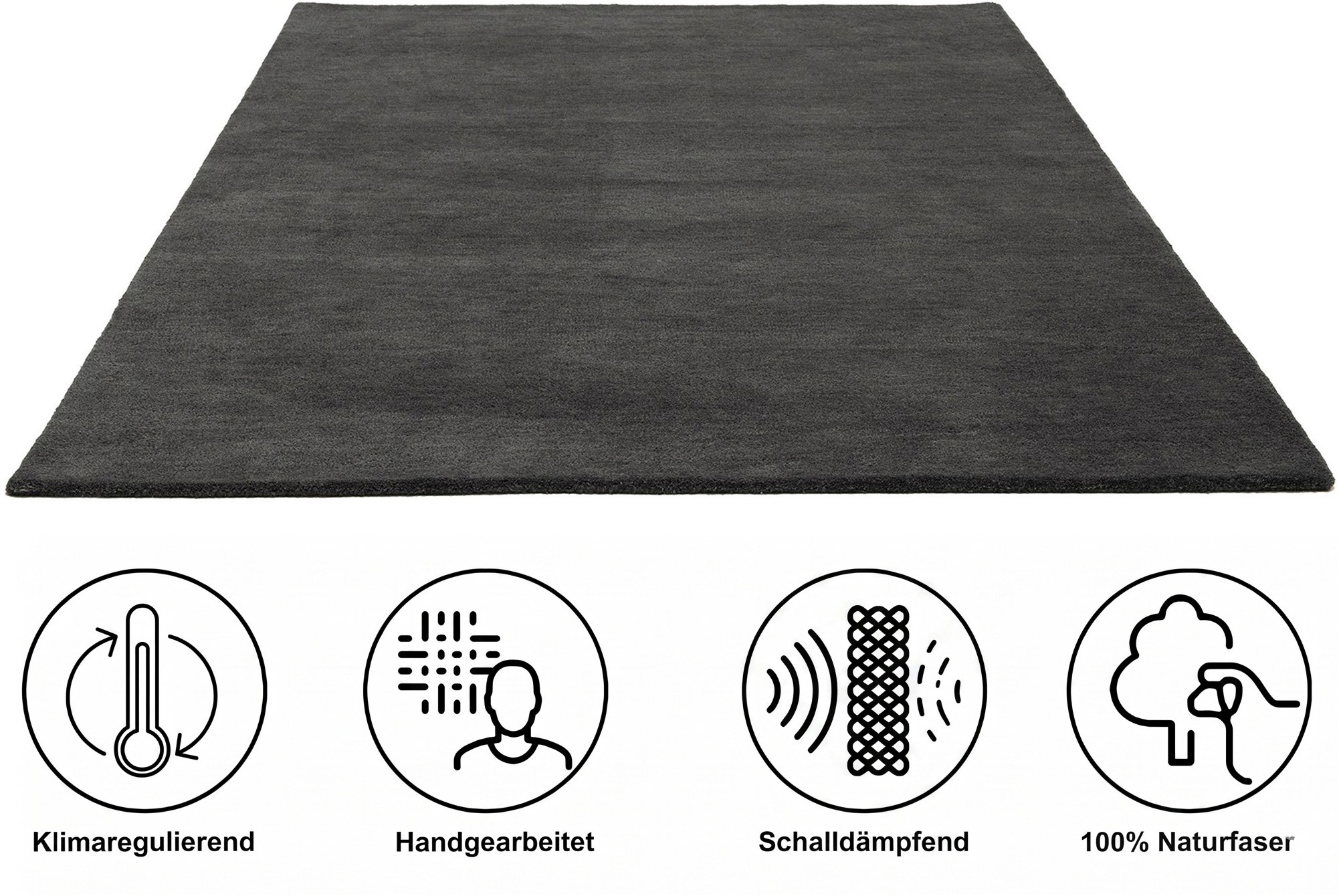 OTTO home Wollteppich »Gabbo Natur, Handgefertigt, Teppich, reine Wolle, meliert« rechteckig 14 mm Höhe reine Wolle, Uni, Wohnzimmer, Schlafzimmer, Esszimmer