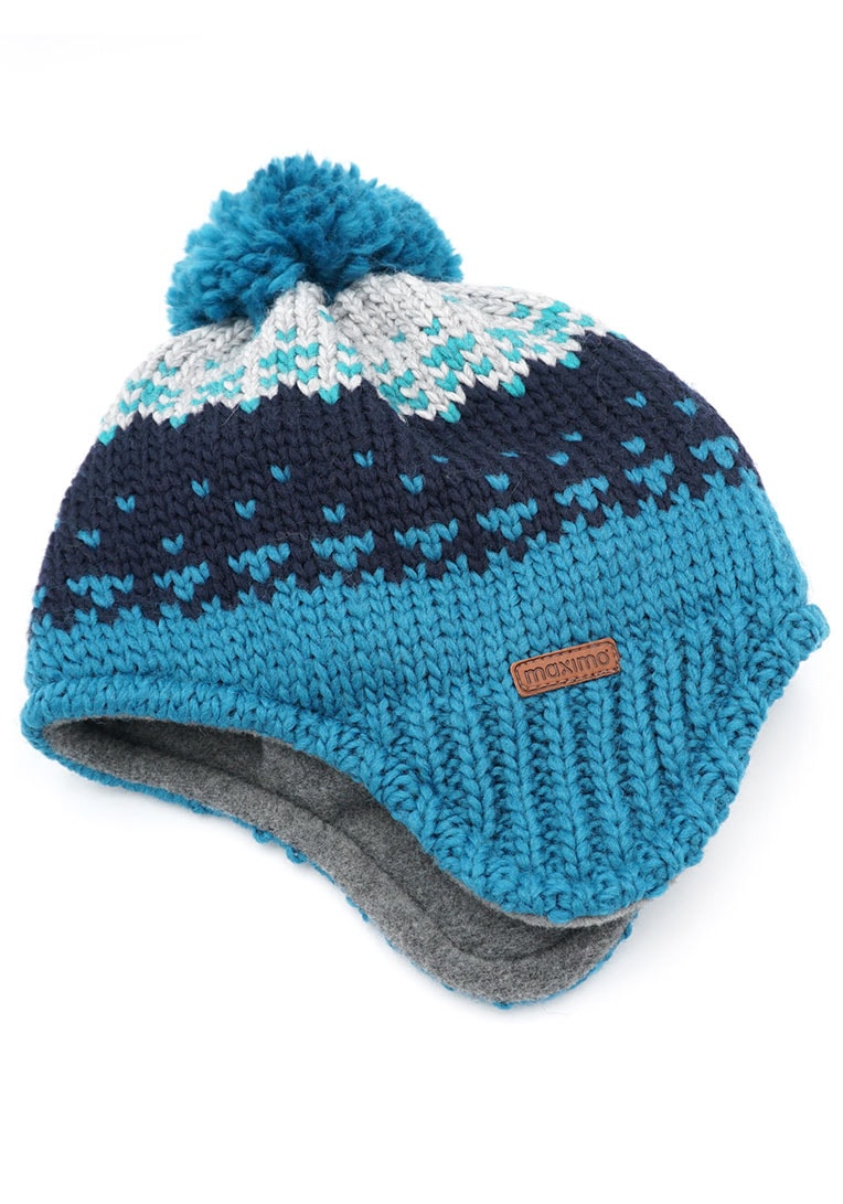 MAXIMO Strickmütze Inkamütze mit Grobstrickmuster und Pompon