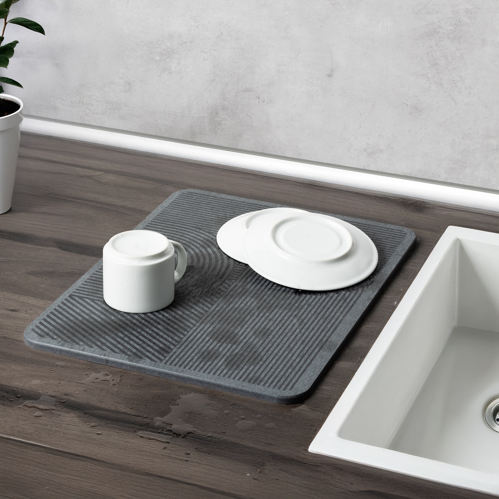 WENKO Abtropfmatte »Modell Damon« Abtropfplatte für Geschirr aus Kieselgur, schnelltrocknend, rutschfest