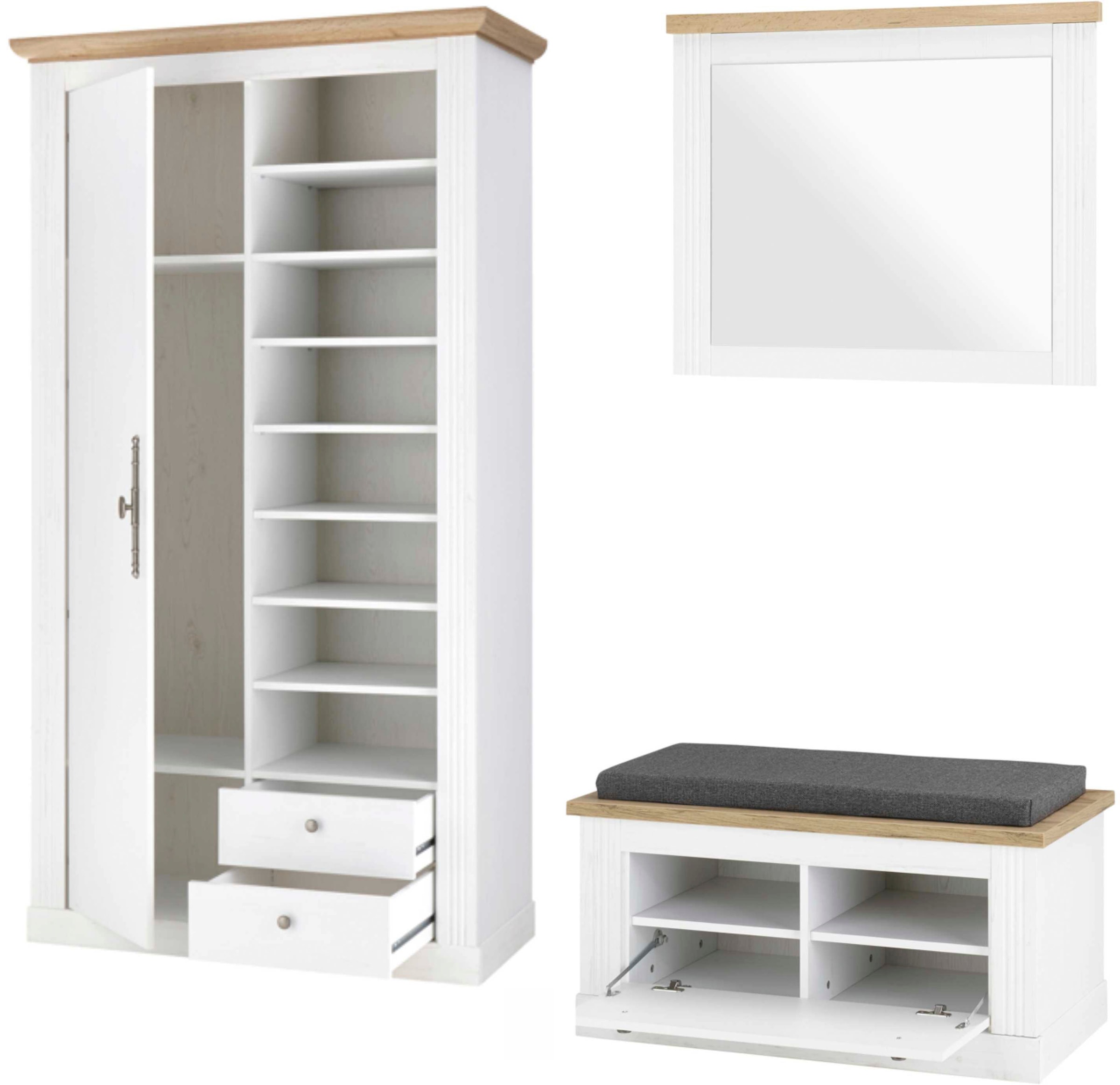 OTTO home Garderoben-Set »WESTMINSTER BESTSELLER!« Schuhbank, Spiegel, Garderobenschrank, 3 Stk. tlg.