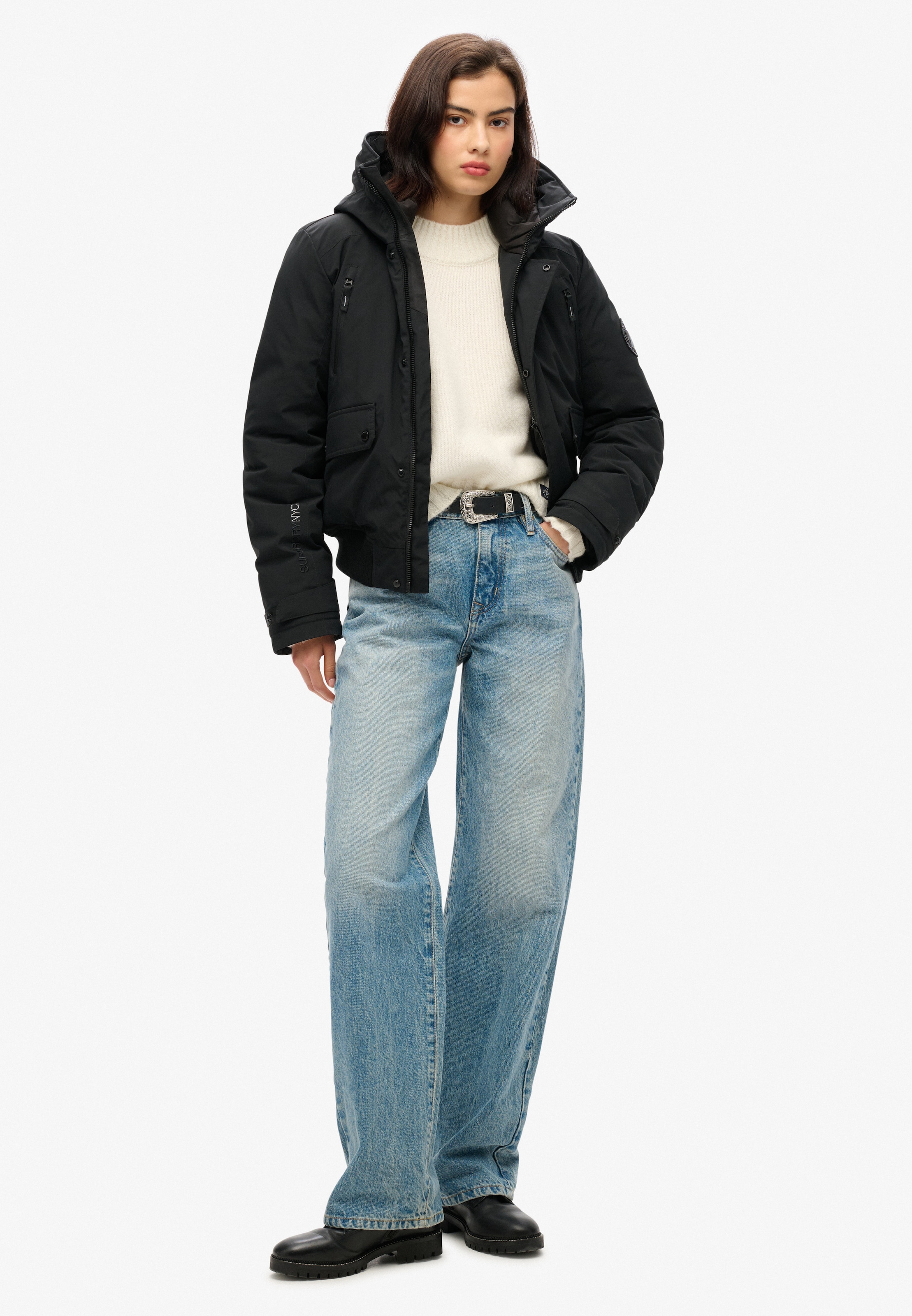Superdry Bomberjacke »CITY PADDED BOMBER JACKET« ohne Kapuze Materialmix, regular fit