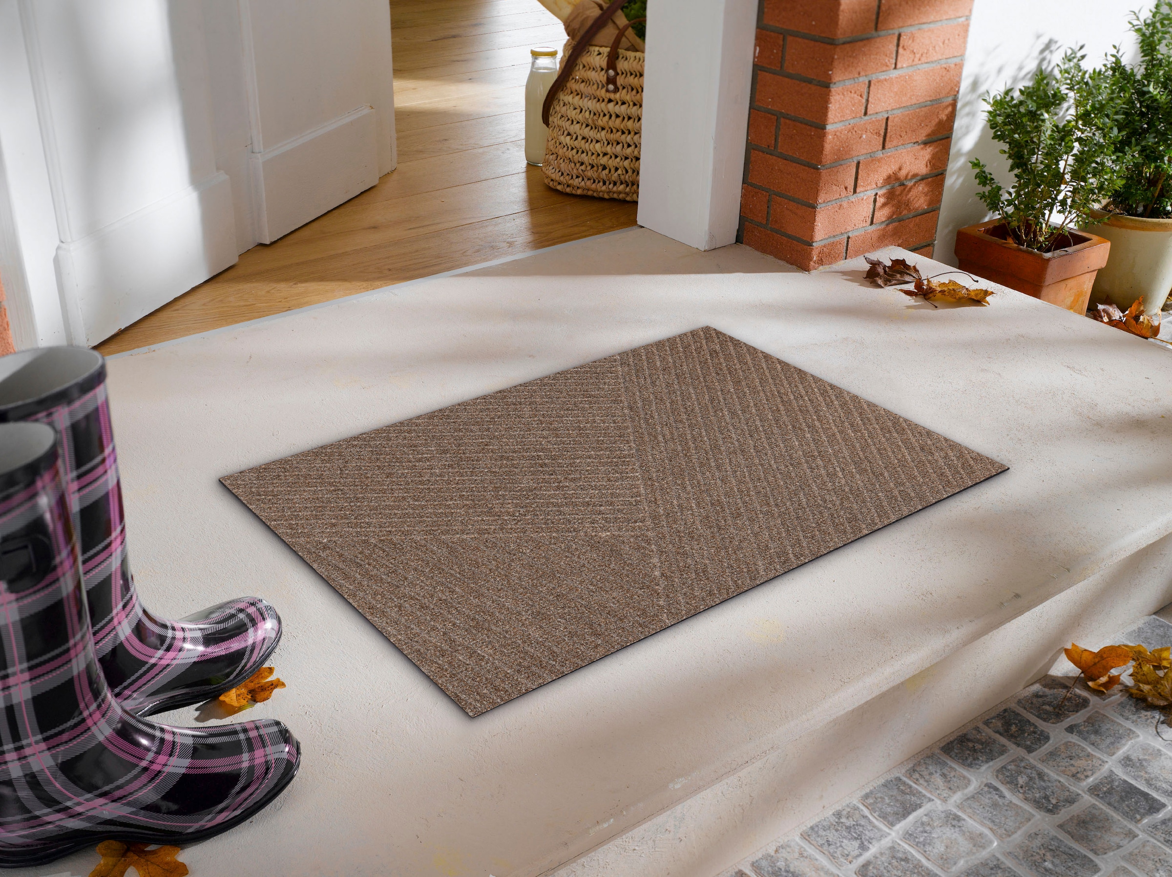wash+dry by Kleen-Tex Fußmatte »DUNE Stripes taupe« rechteckig 8 mm Höhe
