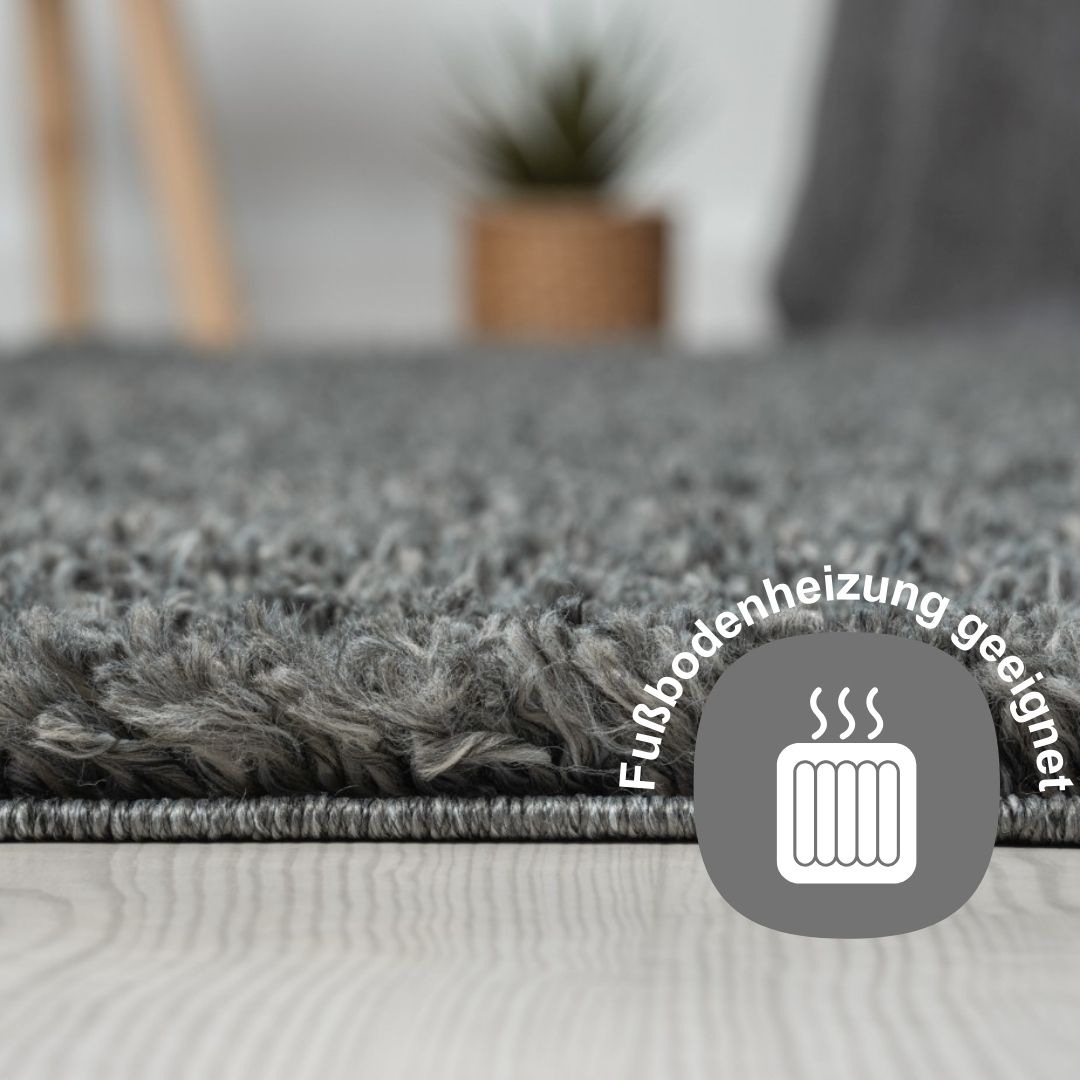 Myflair Möbel & Accessoires Hochflor-Teppich »My Shaggy«, rund, 37 mm Höhe, Shaggy, Uni Farben, leicht glänzend, Microfaser, extra flauschig