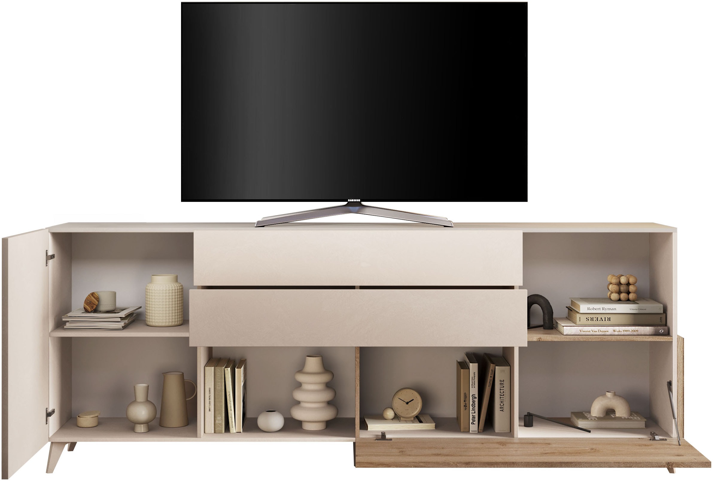 INOSIGN Sideboard »Monaco in Breite 241 cm, Anrichte mit Tür, Klappe und 2 Schubkästen«, Stauraumschrank – sanftes Schließen, edles Design, viel Platz