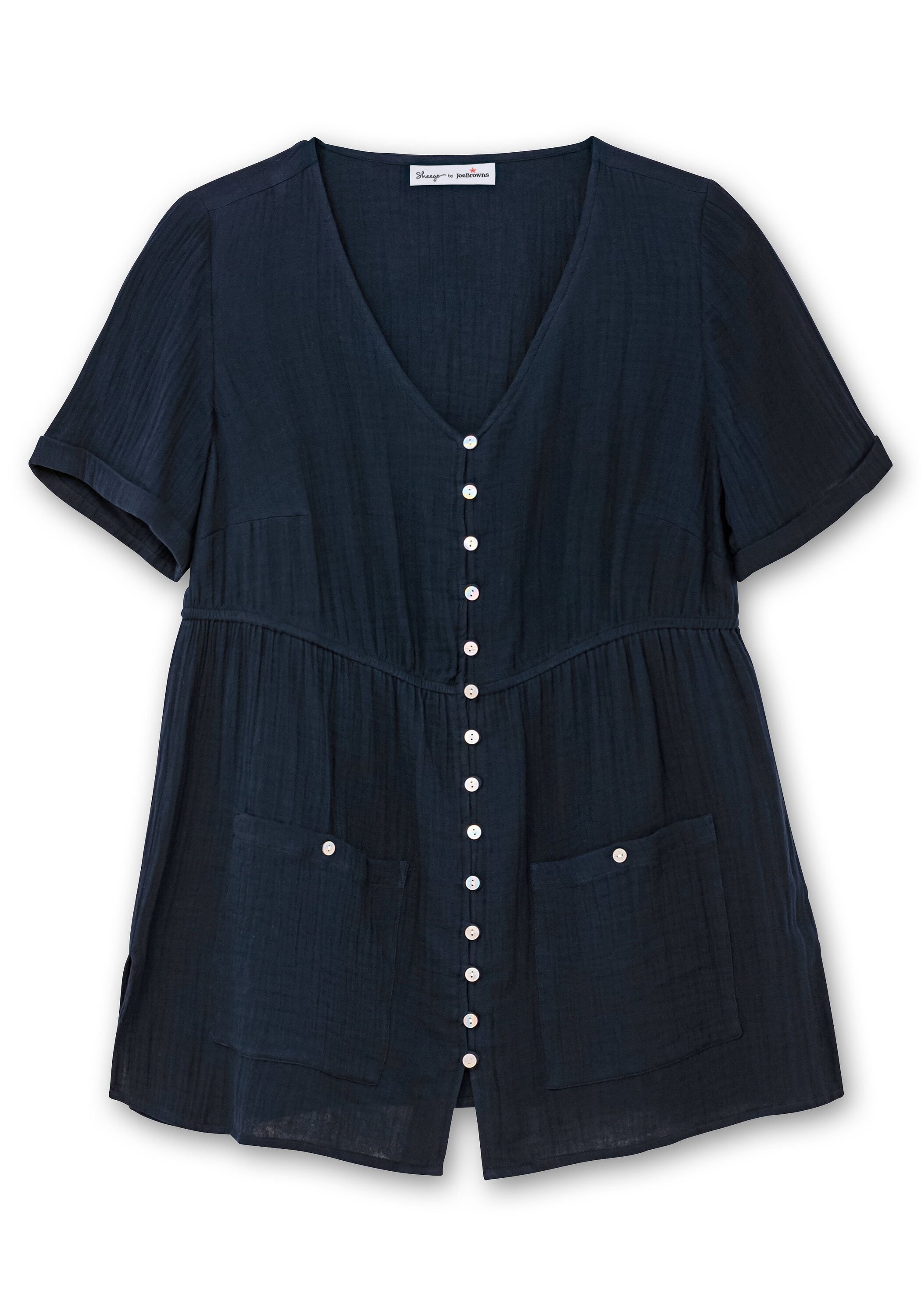 Sheego Longbluse »Longbluse mit Knopfleiste und Taschen«