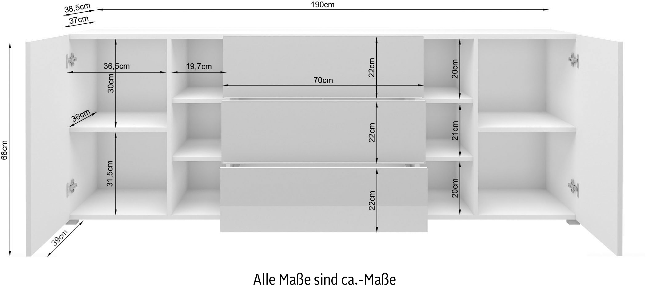 INOSIGN Sideboard »BERLIN«, Breite 190 cm online bei UNIVERSAL