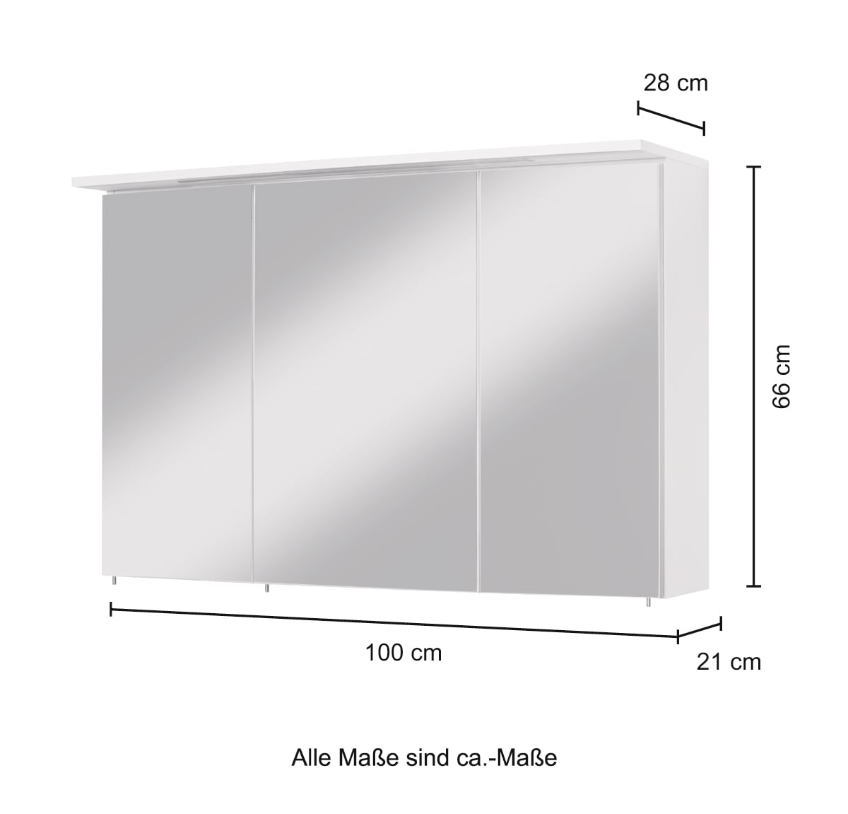 welltime Spiegelschrank »Flex«, Breite 100 cm, mit 3D-Spiegeleffekt