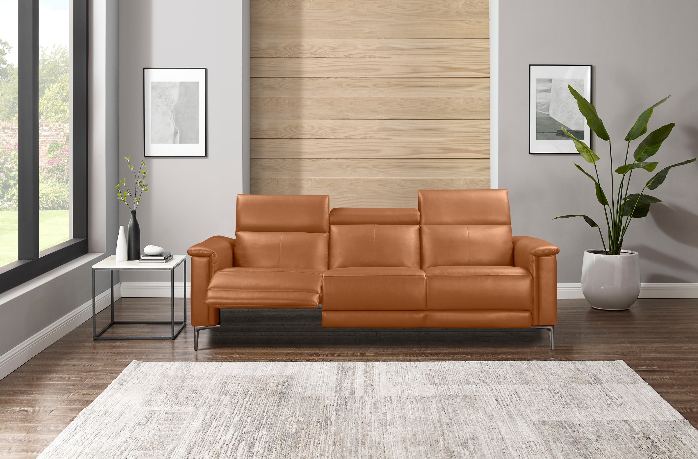 Places of Style 3-Sitzer Lund, in  Leder und Webstoff lieferbar