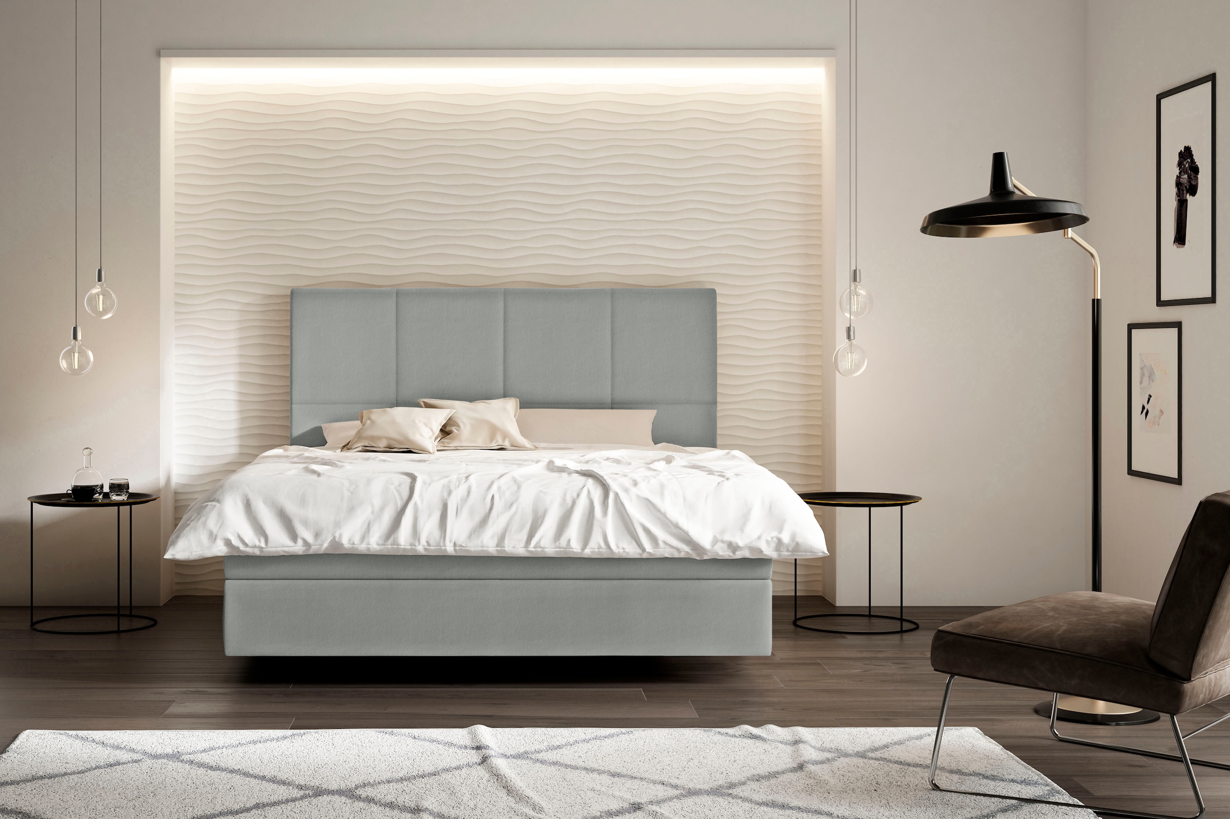 Boxspringbett »Saga«, mit BULTEX® inklusive Topper in Schwebeoptik, Kopfteilhöhe 133 cm