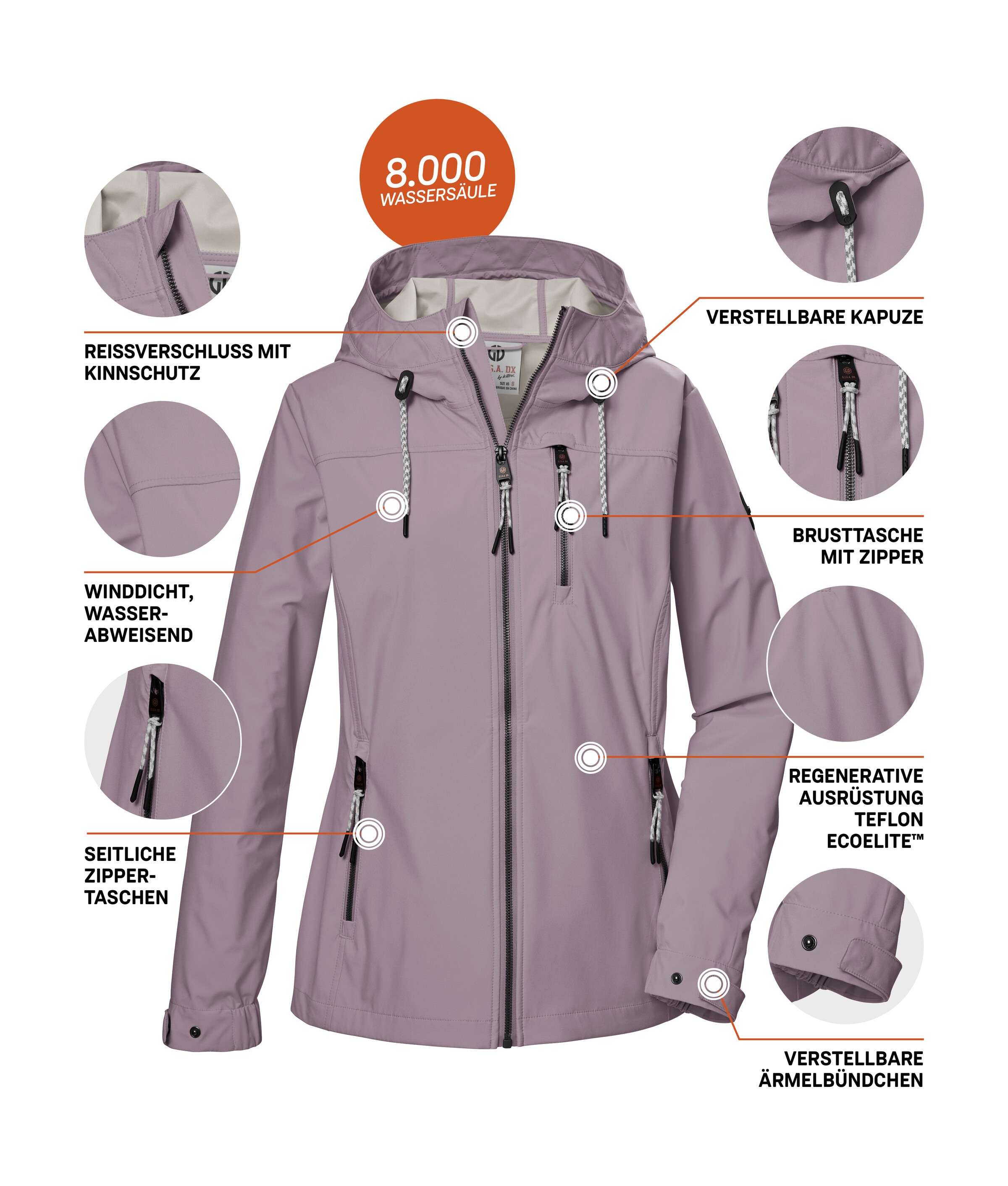 G.I.G.A. DX by killtec Softshelljacke »GS 74 WMN SFTSHLL JCKT« Damen Softshelljacke, wasserabweisend, winddicht, pflanzenbasiert