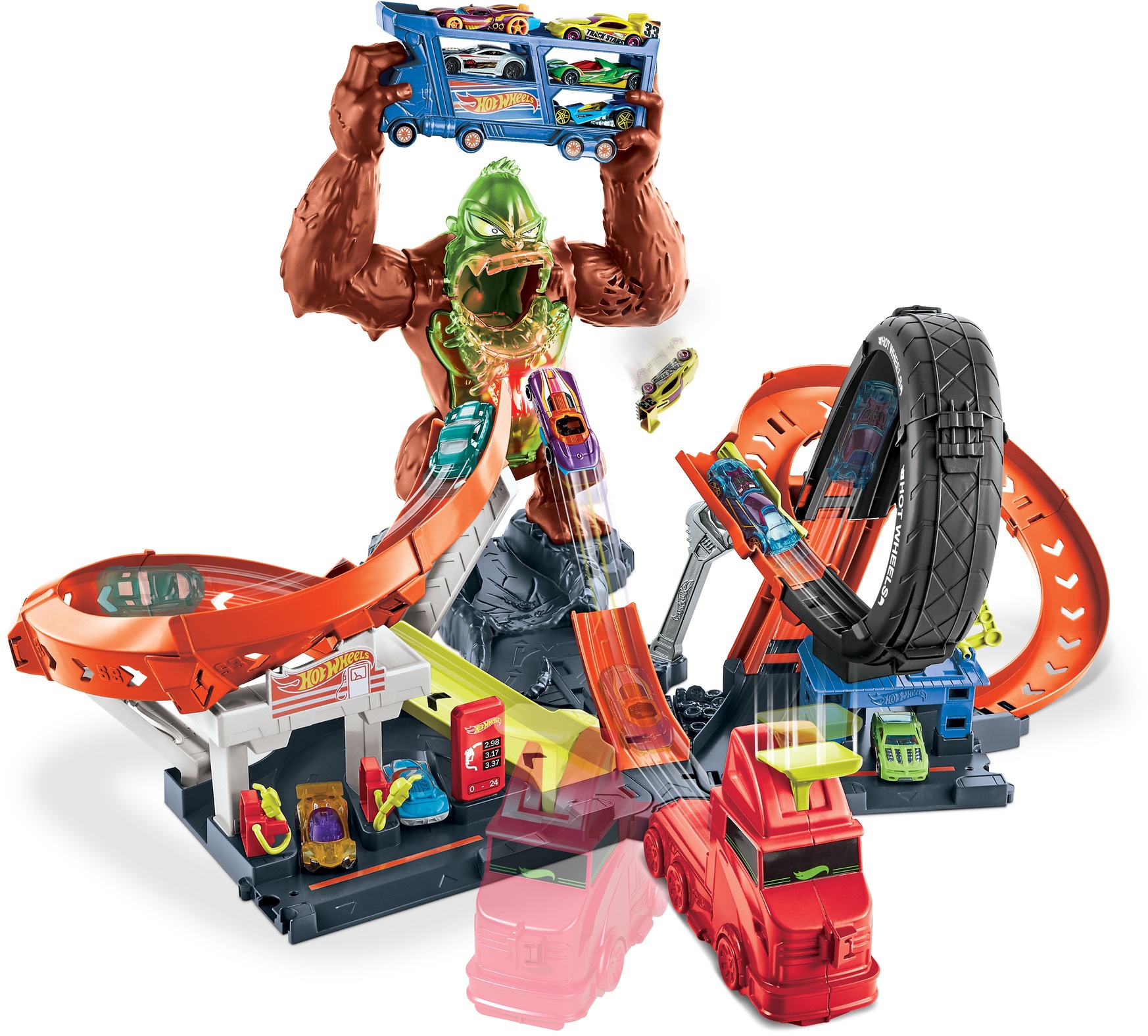 Hot Wheels Autorennbahn »City Slam Gorilla«, mit Geräuschen und Looping