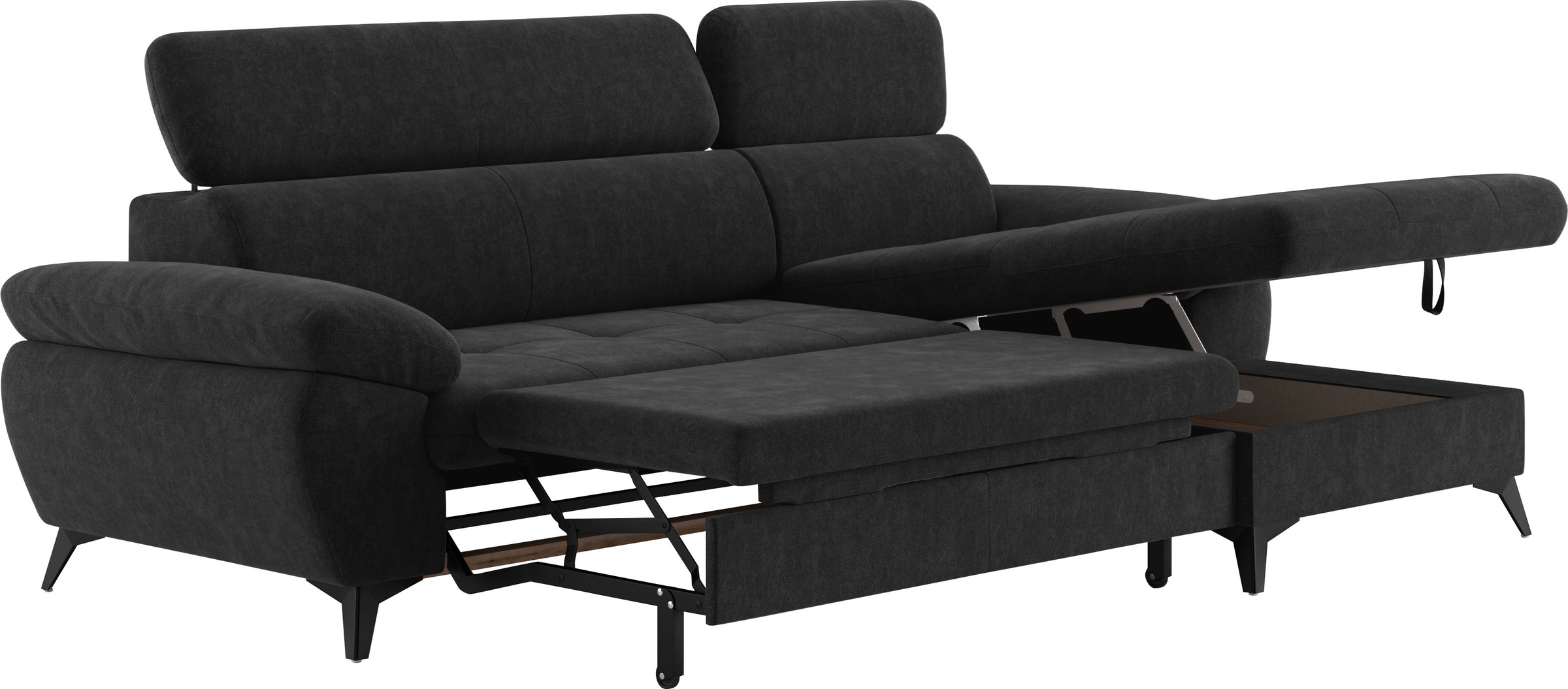 COTTA Ecksofa »Hudson L-Form«, inkl. verstellbare Kopfstützen, wählbar mit Bettfunktion und Stauraum