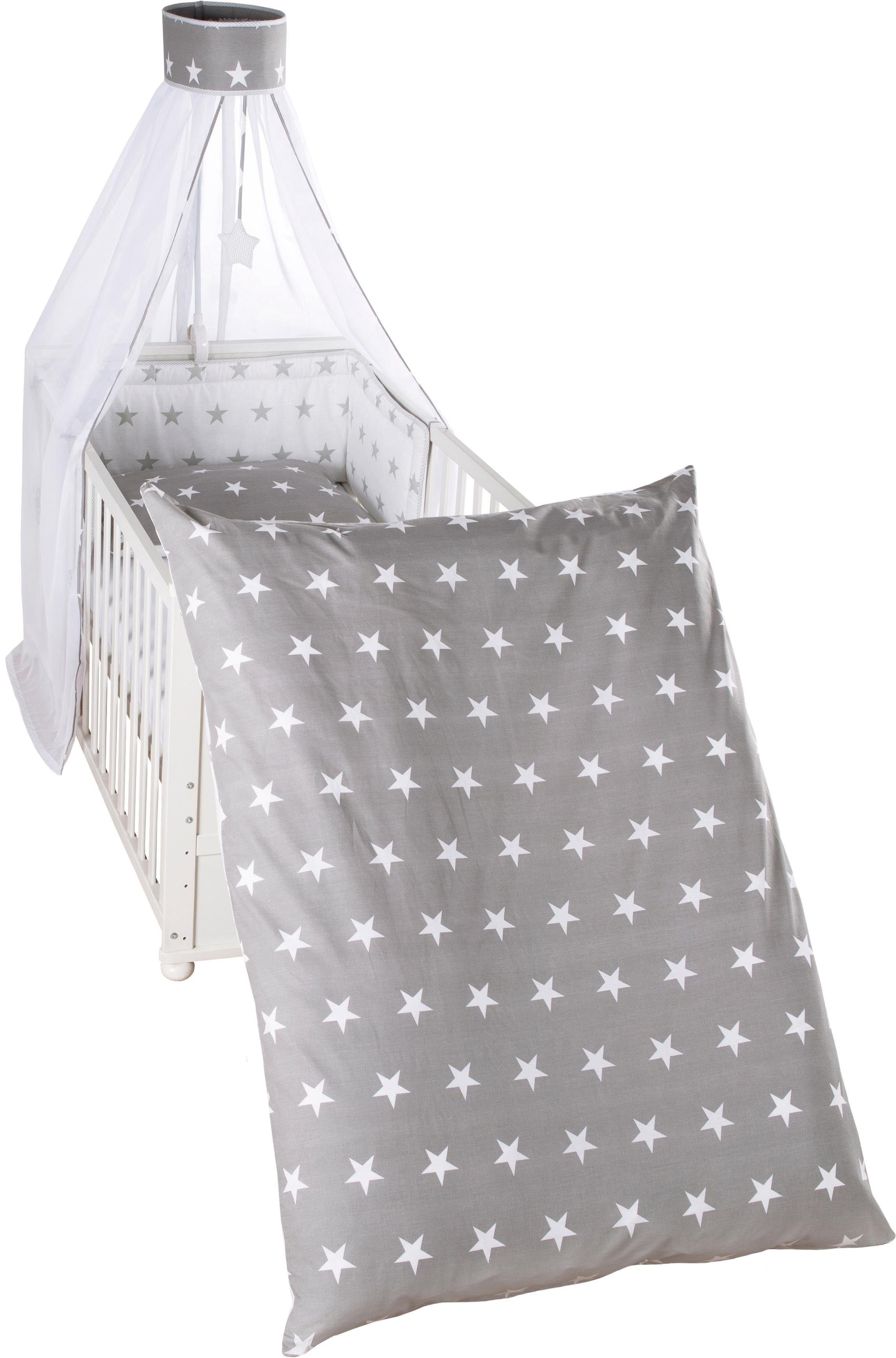 roba® Himmelbettgarnitur »Little Stars, wendbar«, 4-tlg., mit Bettwäsche, Nestchen und Himmel