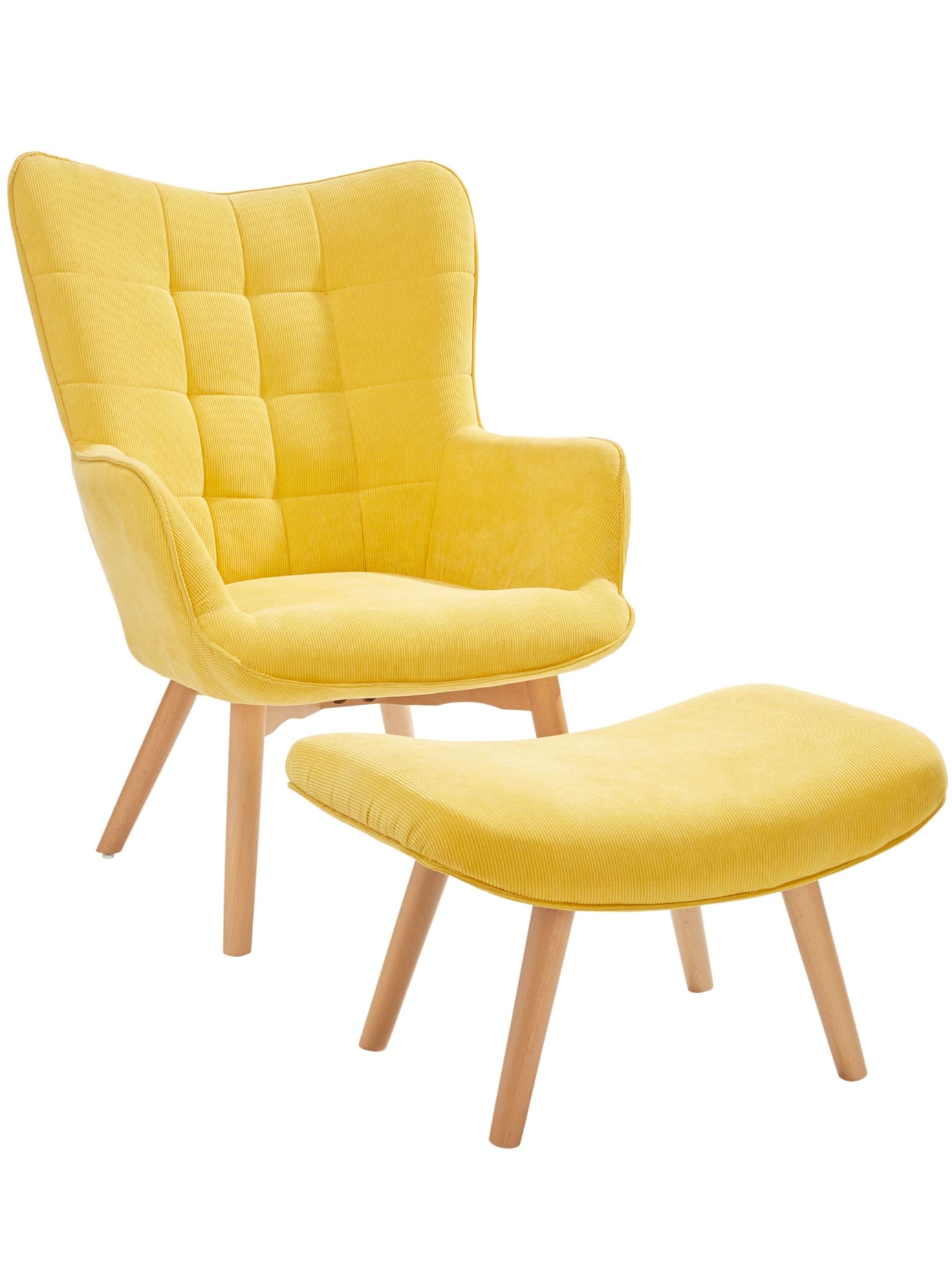heine home Sessel mit Hocker, in Cord-Optik