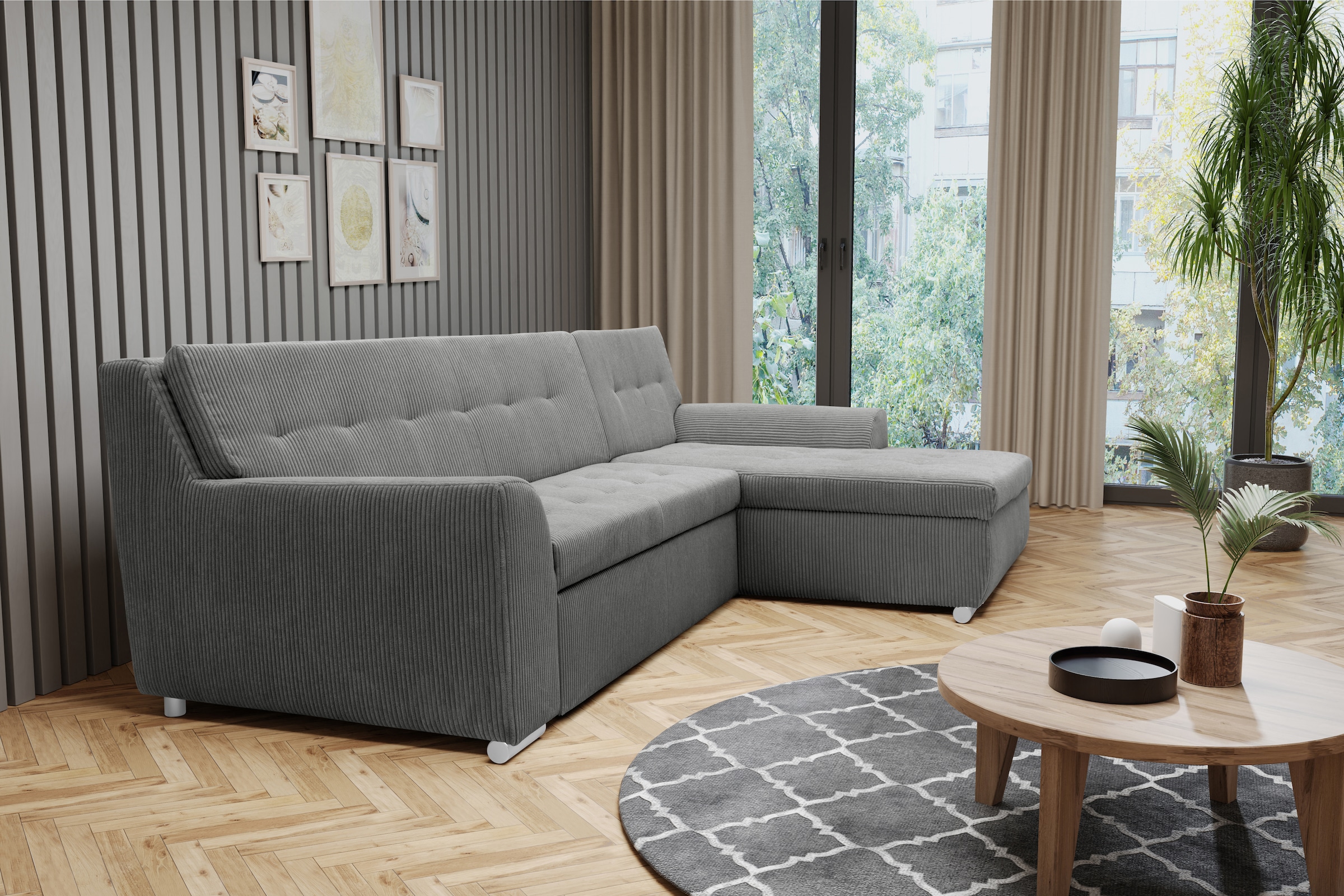 DOMO collection Ecksofa Treviso, wahlweise mit Bettfunktion, incl. Zierkissen