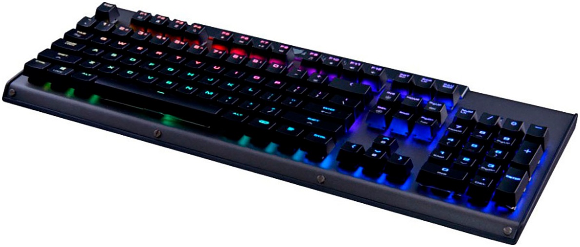 Cougar Gaming-Tastatur »ULTIMUS RGB Mechanisch«, (Easy-Switch-Fn-Tasten-Lautstärkeregler-Makrotasten-Multimedia-Tasten-Profil-Speicher-USB-Anschluss-Windows-Sperrtaste-Ziffernblock), CHERRY RGB MX-Tasten