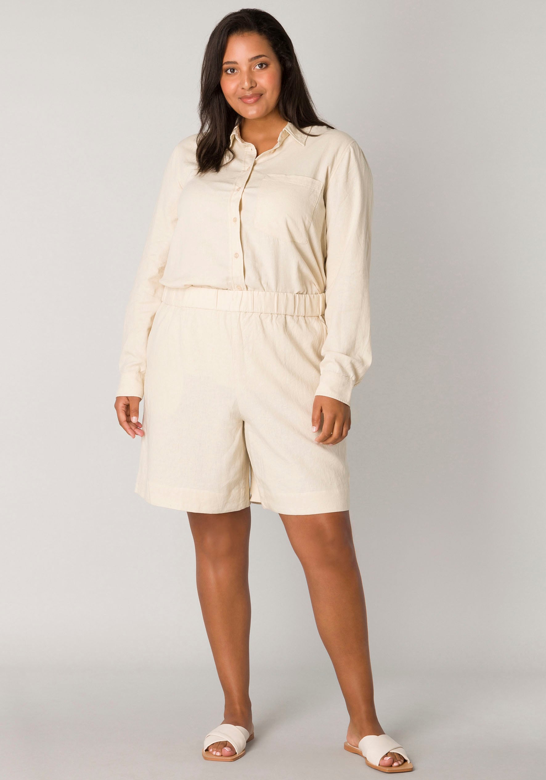 Base Level Curvy Relaxshorts »YARDAN«, aus Leinen und Viskose und mit elastischem Bund