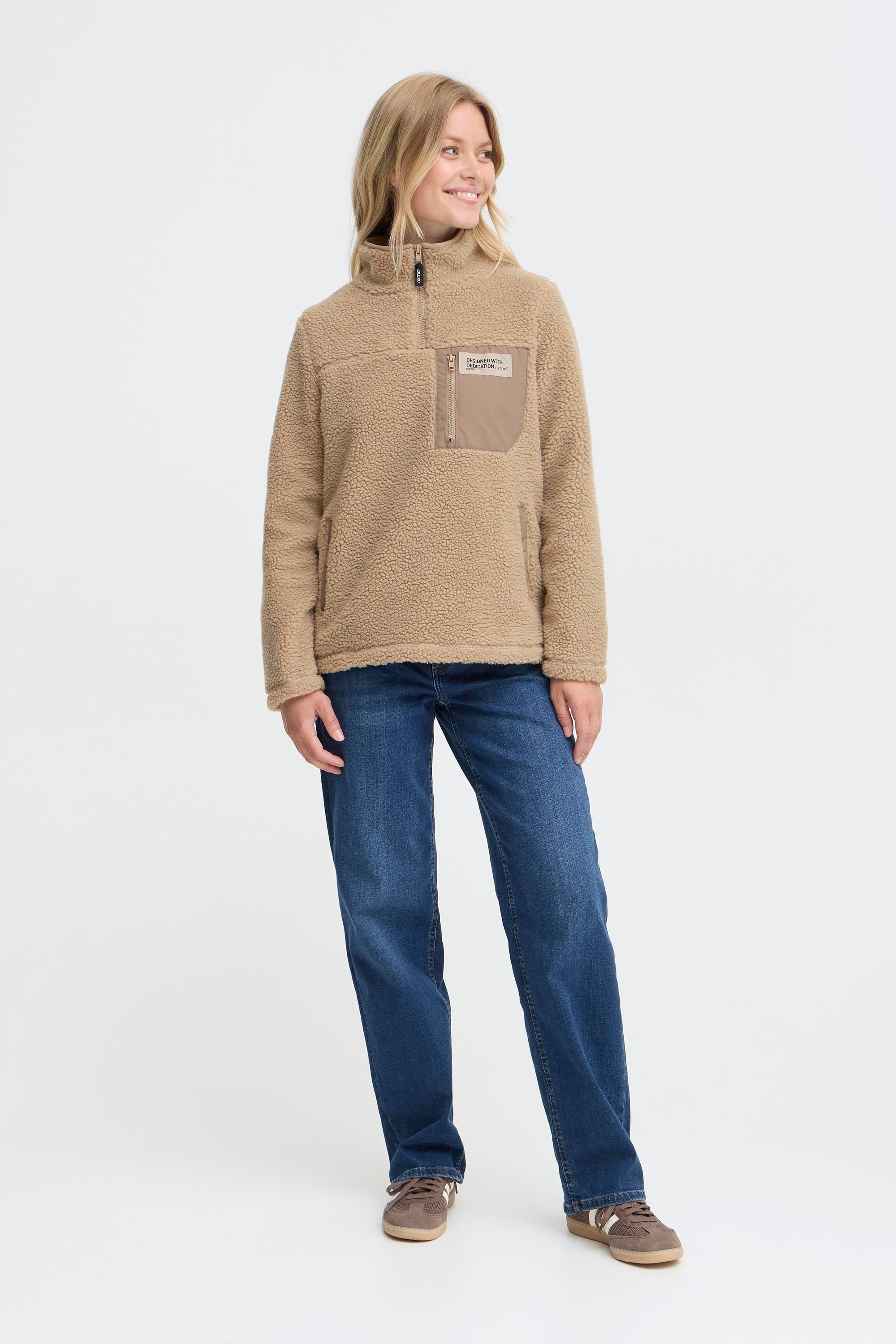 OXMO Plüschjacke »Plüschjacke OXABBY HALFZIP«