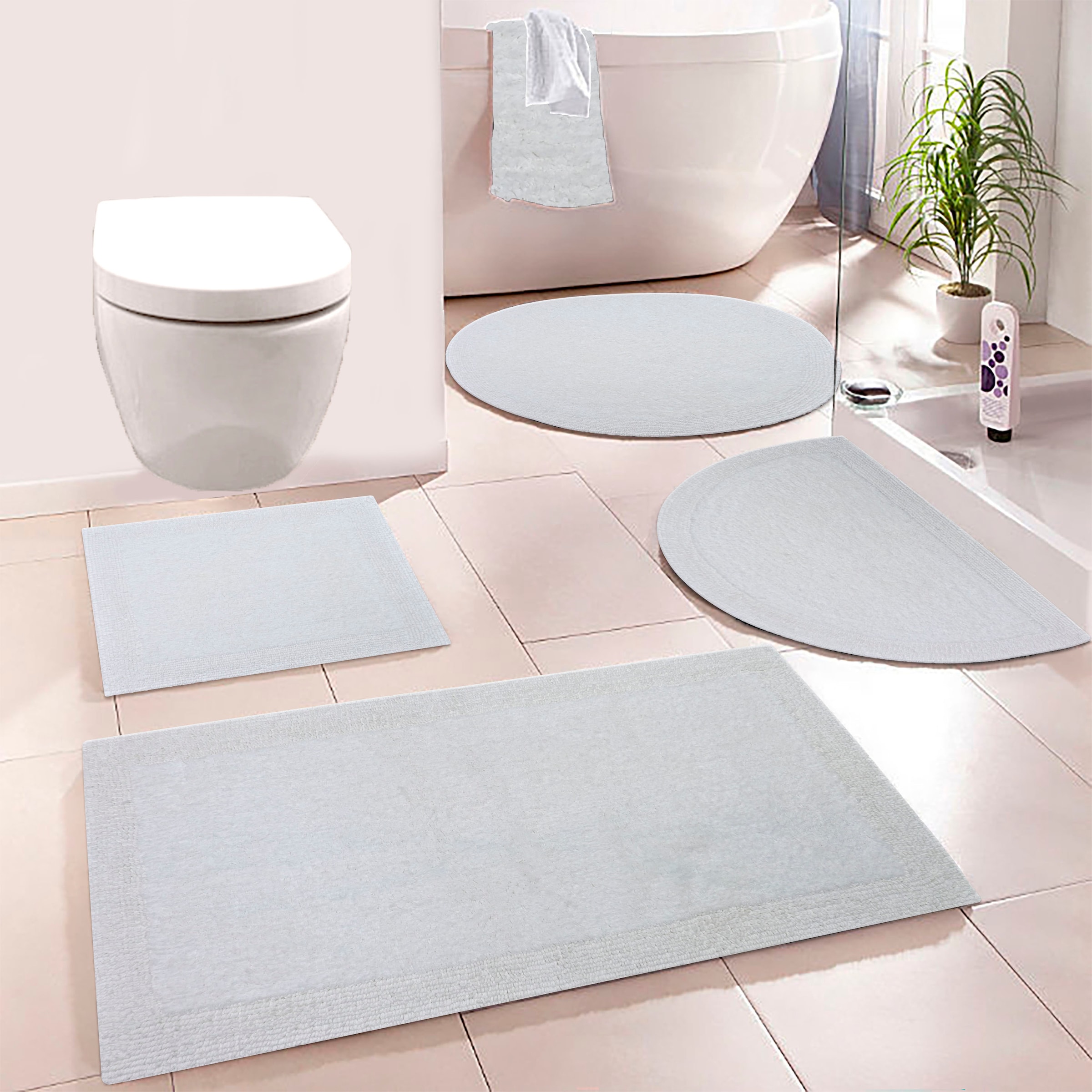 my home Badematte »Kapra, Badvorleger, Badezimmer Teppich« Höhe 14 mm beidseitig nutzbar | fußbodenheizungsgeeignet | strapazierfähig mit Bordüre, Badteppich, Badematte, Baumwolle