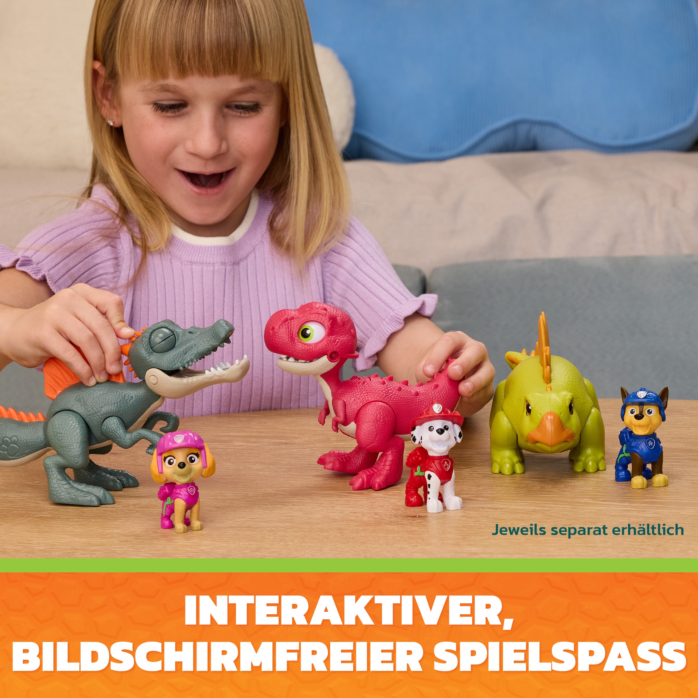 Spin Master Spielfigur »PAW Patrol: Der Dino Film, Roaring Pups, Marshall & Rhabarber Dino«