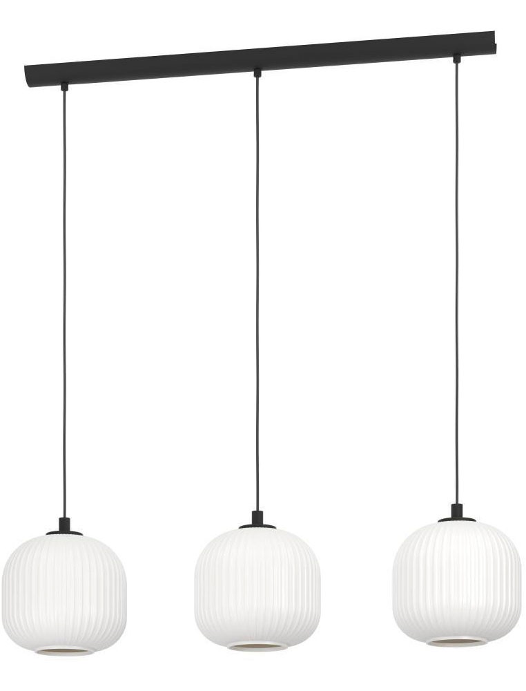 EGLO Hängeleuchte »MANTUNALLE«, 3 flammig, Leuchtmittel E27 | ohne Leuchtmittel, Pendelleuchte, Metall in schwarz und Glas in weiß, E27 Fassung, 120 cm