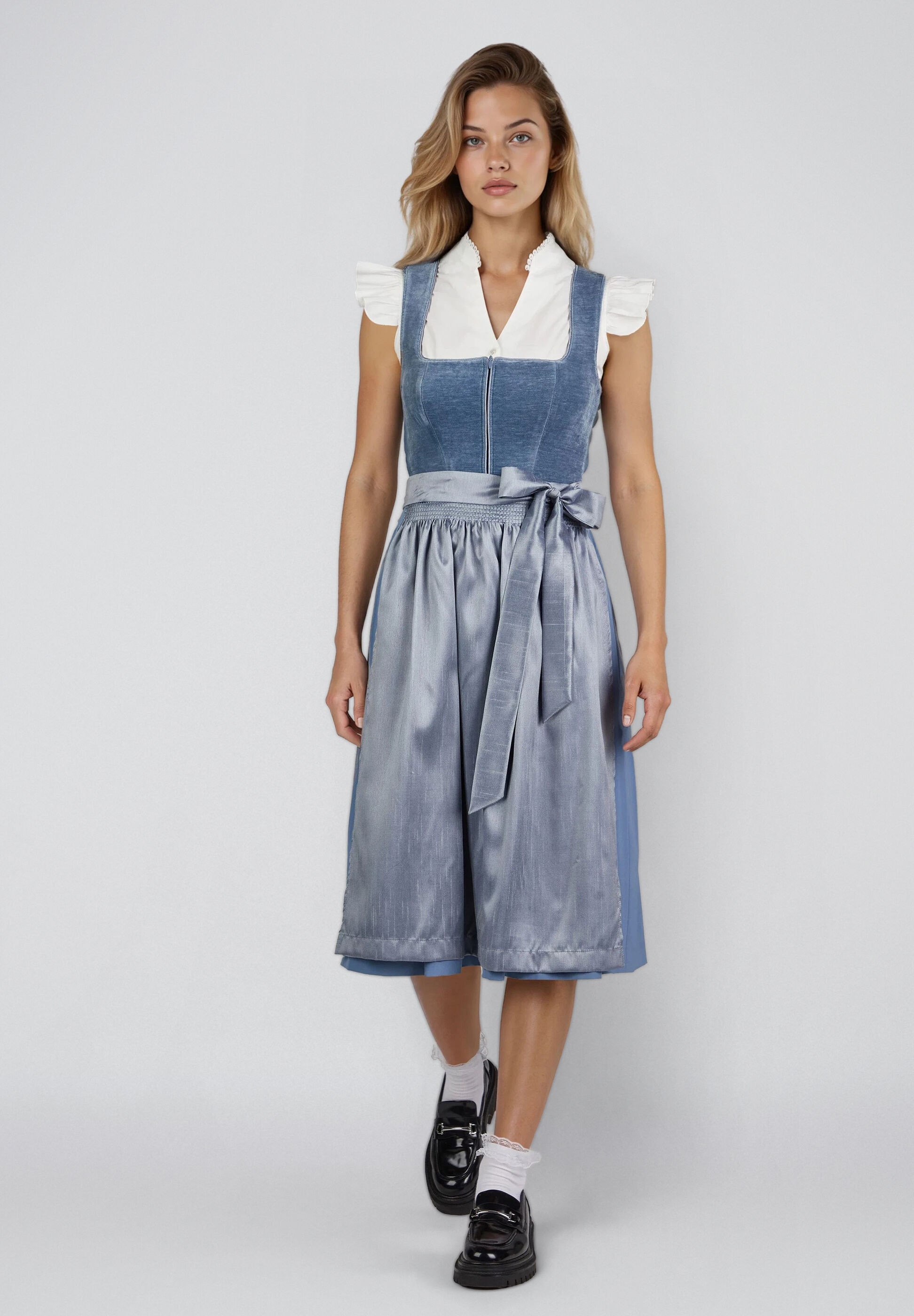 Spieth & Wensky Dirndl »Havard« leicht gerippter Oberteil, Reißverschluss Vorne